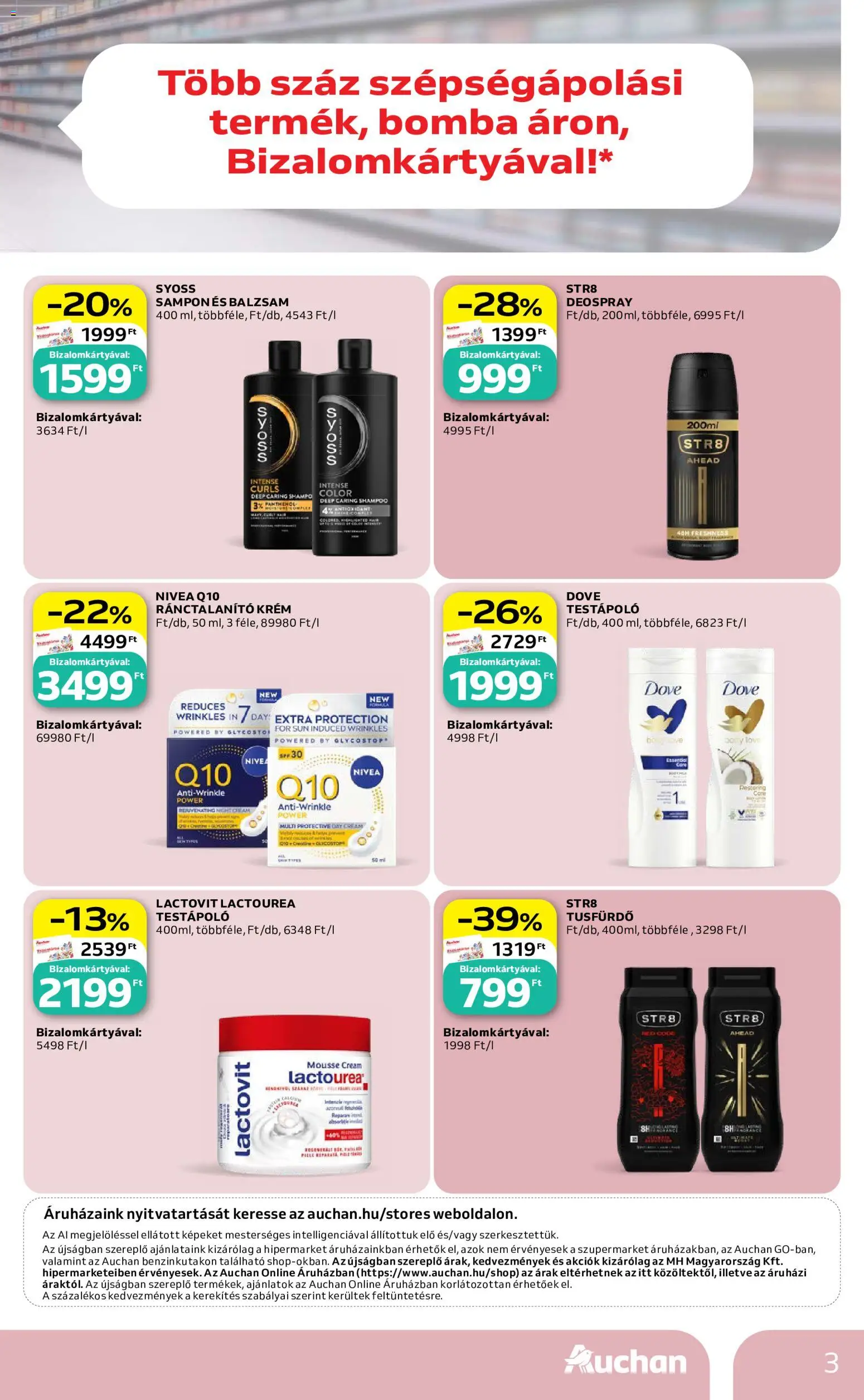 Auchan akciós ujság - amely érvényes a következő dátumtól: 2026.08.21. | Oldal: 3 | Termékek: Syoss, Lactovit, Testápoló, Tusfürdő