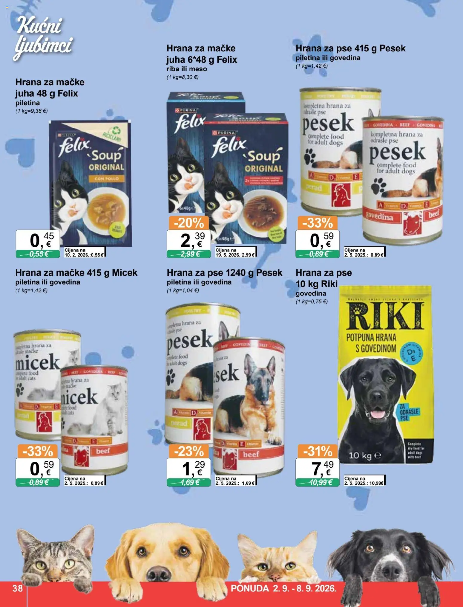 KTC katalog | vrijedi od 02.09.2026 | Stranica: 38 | Proizvodi: Piletina, Govedina, Hrana za mačke, Sat