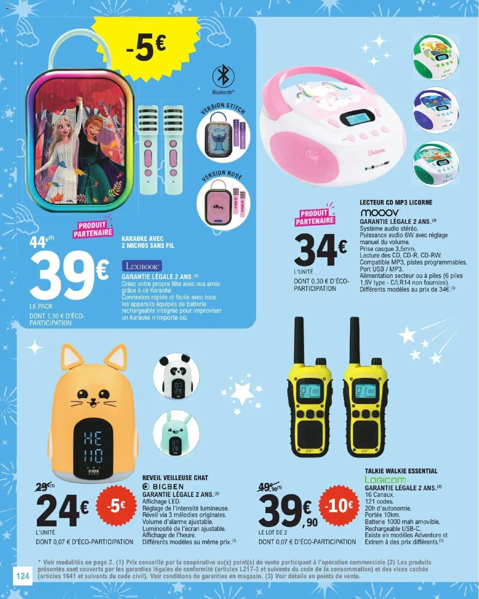 {H1} | Page: 124 | Produits: Réveil, Veilleuse, Batterie, Casque