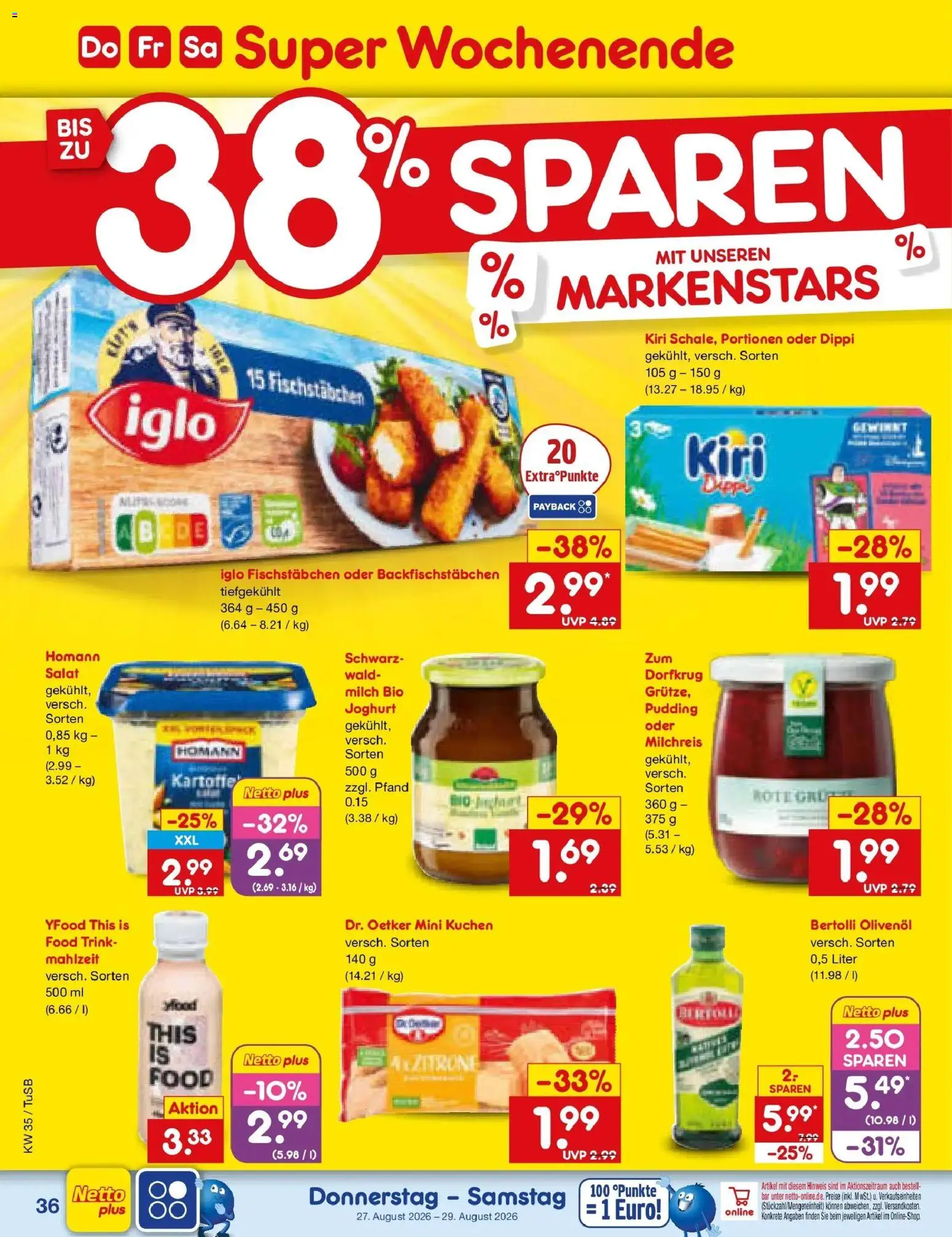 Netto Marken-Discount Prospekt Sindelfingen (ab 24.08.2026) » Angebote | Seite: 50 | Produkte: Joghurt, Iglo, Fischstabchen, Salat