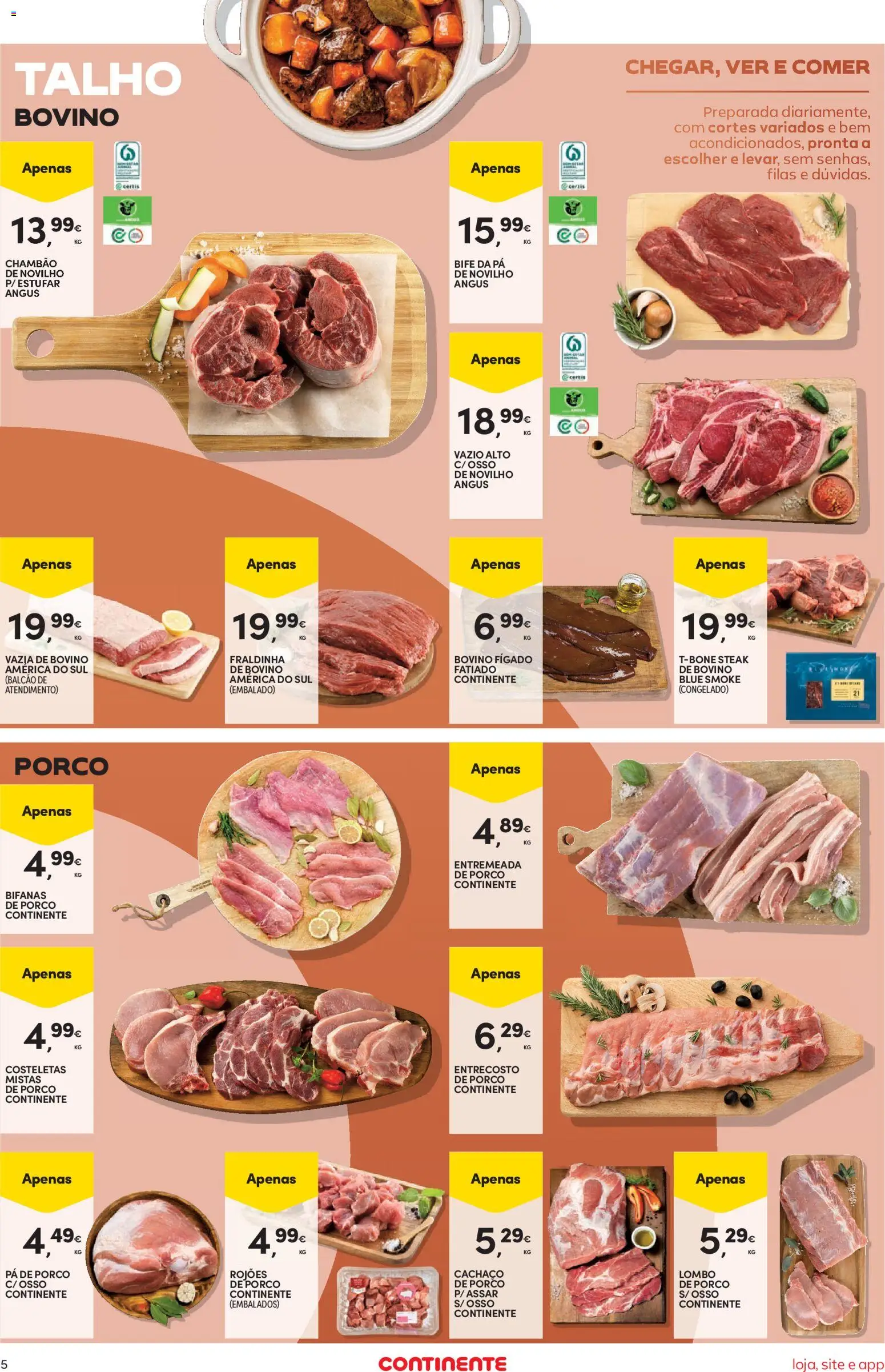Continente Semanal Continente Bom Dia │ válido de 01/09/2026 | Página: 5 | Produtos: Entremeada de porco, Entremeada, Pá, Bife