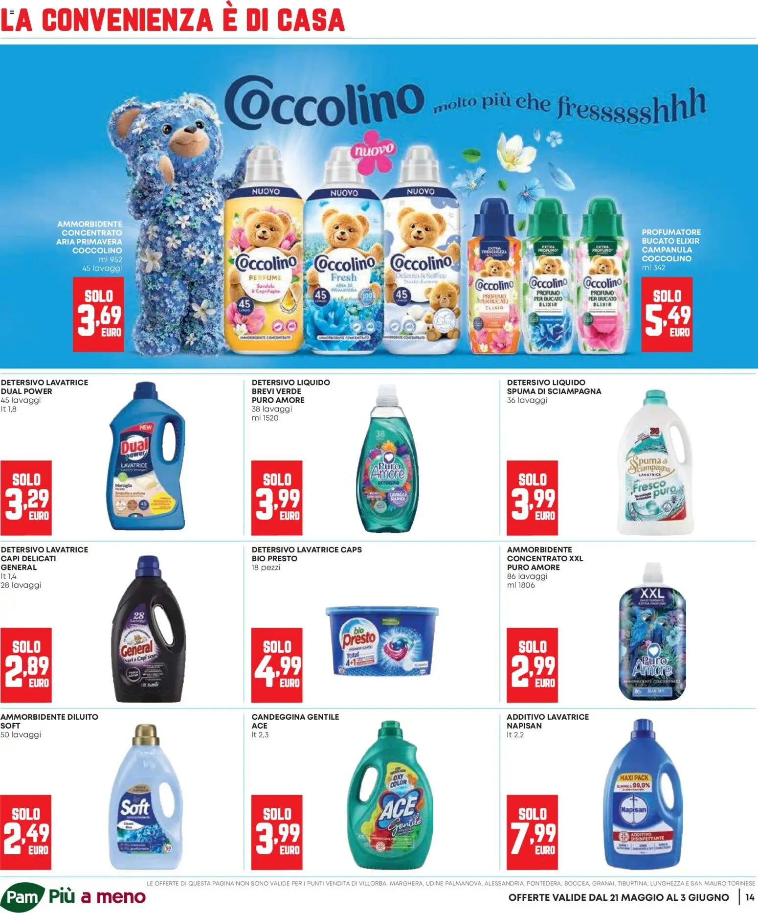 Volantino Panorama del 21.05.2026 | Pagina: 14 | Prodotti: Ammorbidente, Candeggina, Lavatrice, Profumo