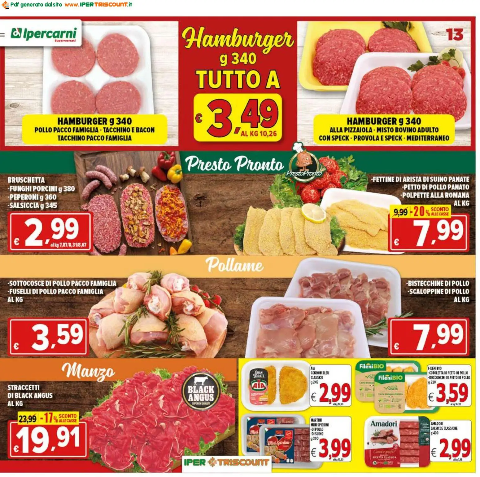 Volantino Ipertriscount del 10/07/2026 | Pagina: 13 | Prodotti: Bovino, Tacchino, Salsiccia, Polpette