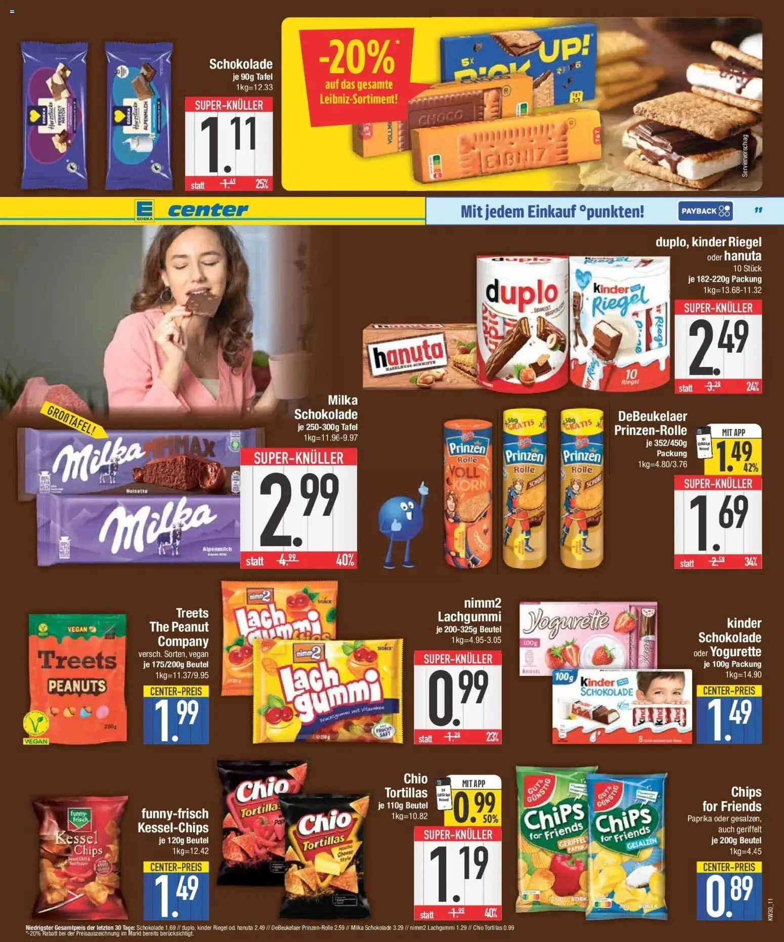 E center Prospekt Wertingen – gültig ab 20.07.2026 | Seite: 11 | Produkte: Milka schokolade, Milka, Kinder riegel, Chips