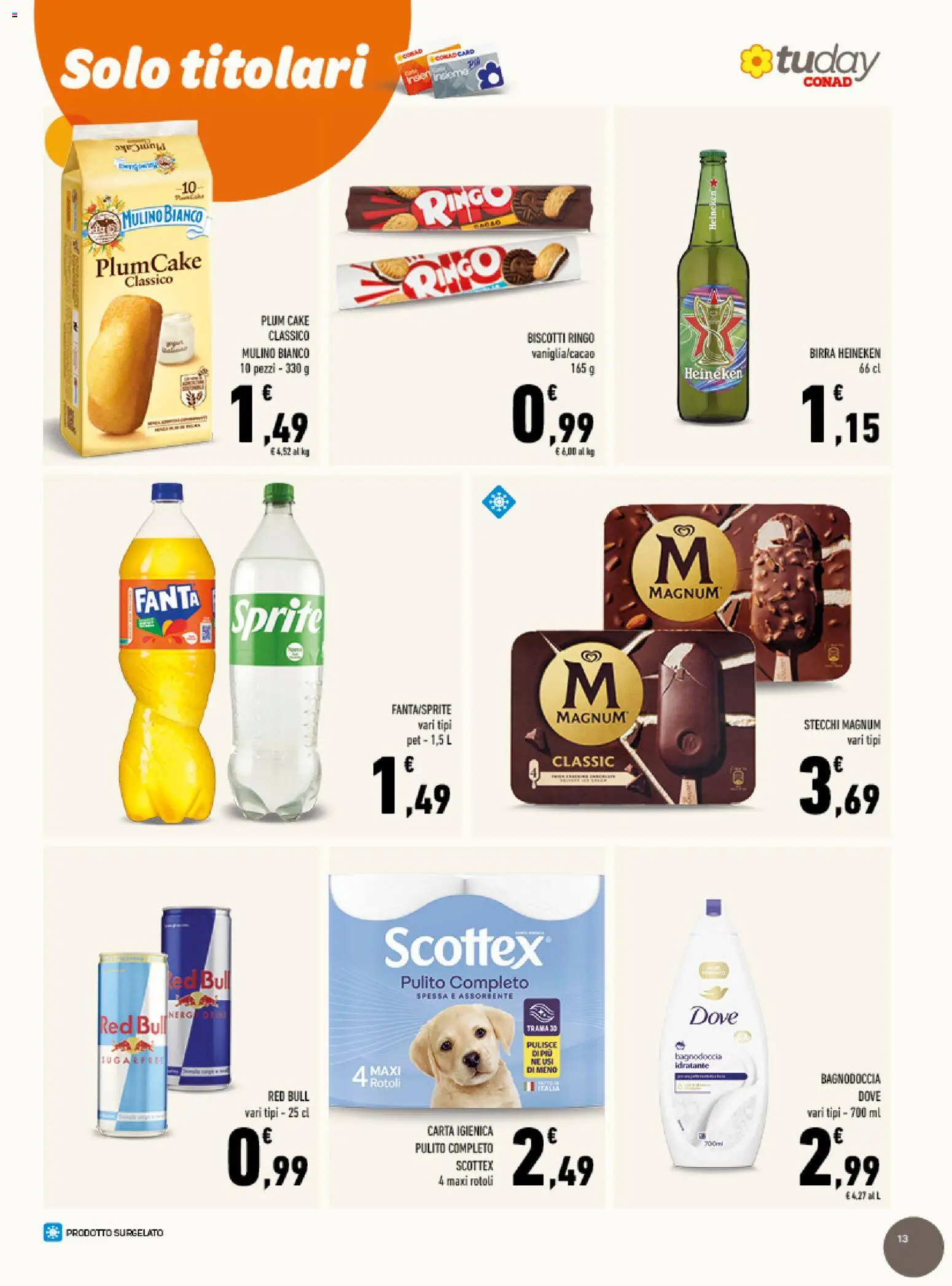 Volantino Conad del 12/08/2026 | Pagina: 13 | Prodotti: Carta igienica, Fanta, Bagno, Sprite