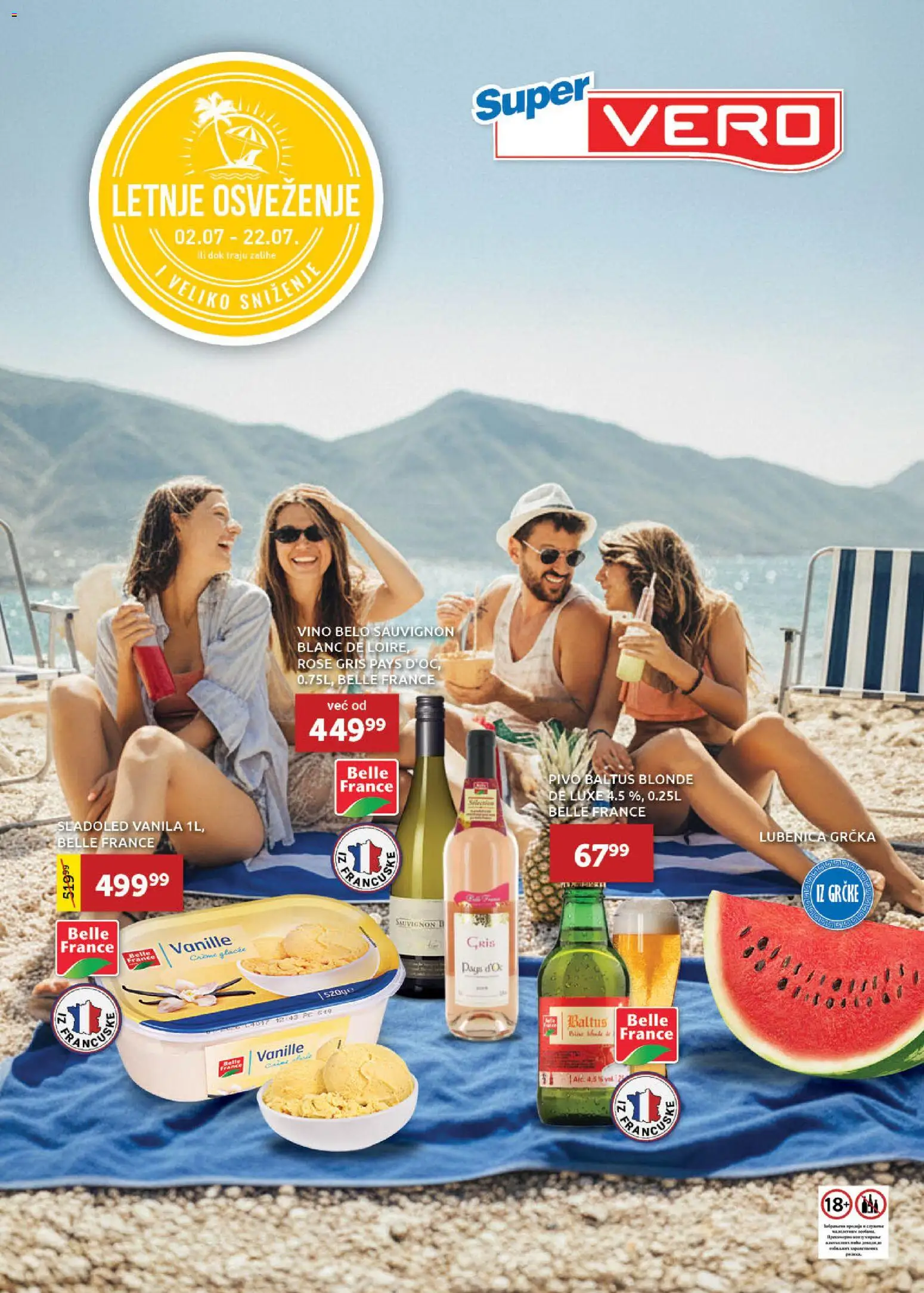 SuperVERO katalog - važi od 02.07.2026 | Strana: 1 | Proizvode: Sladoled, Lubenica, Vino, Pivo
