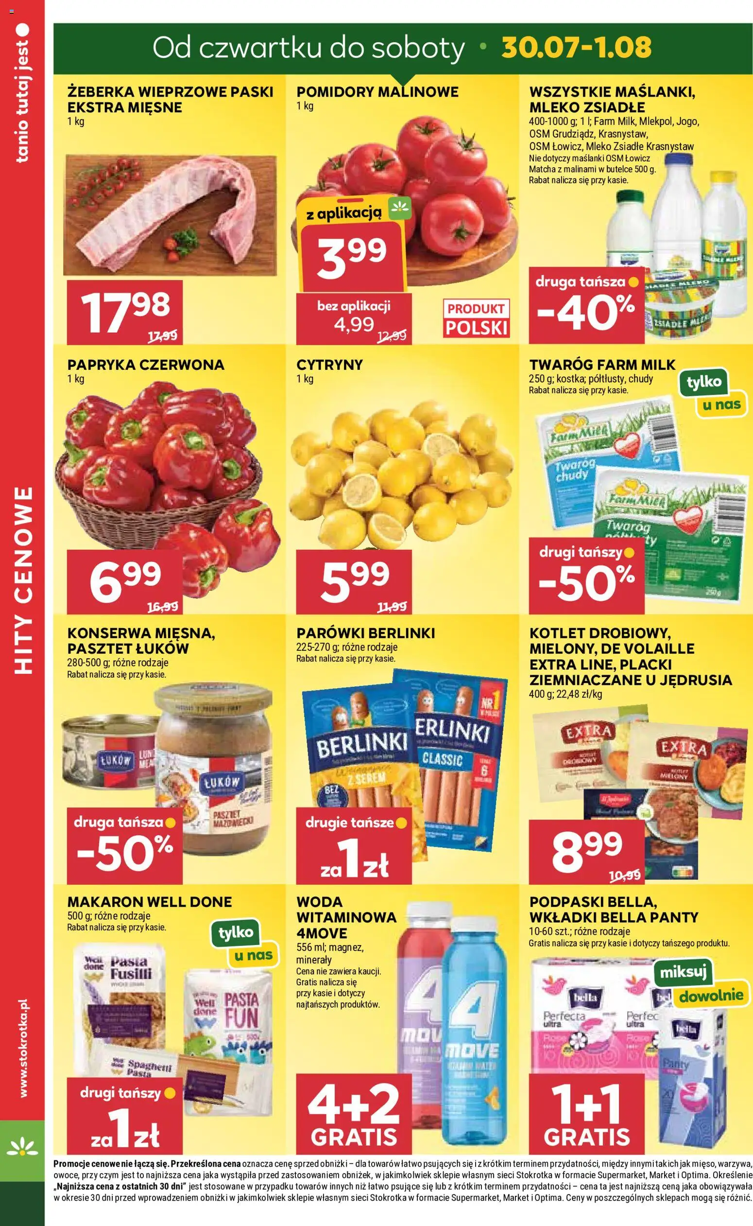 Stokrotka gazetka - Market od 30.07.2026 | Strona: 4 | Produkty: Twaróg chudy, Bell, Cytryny, Pomidory malinowe