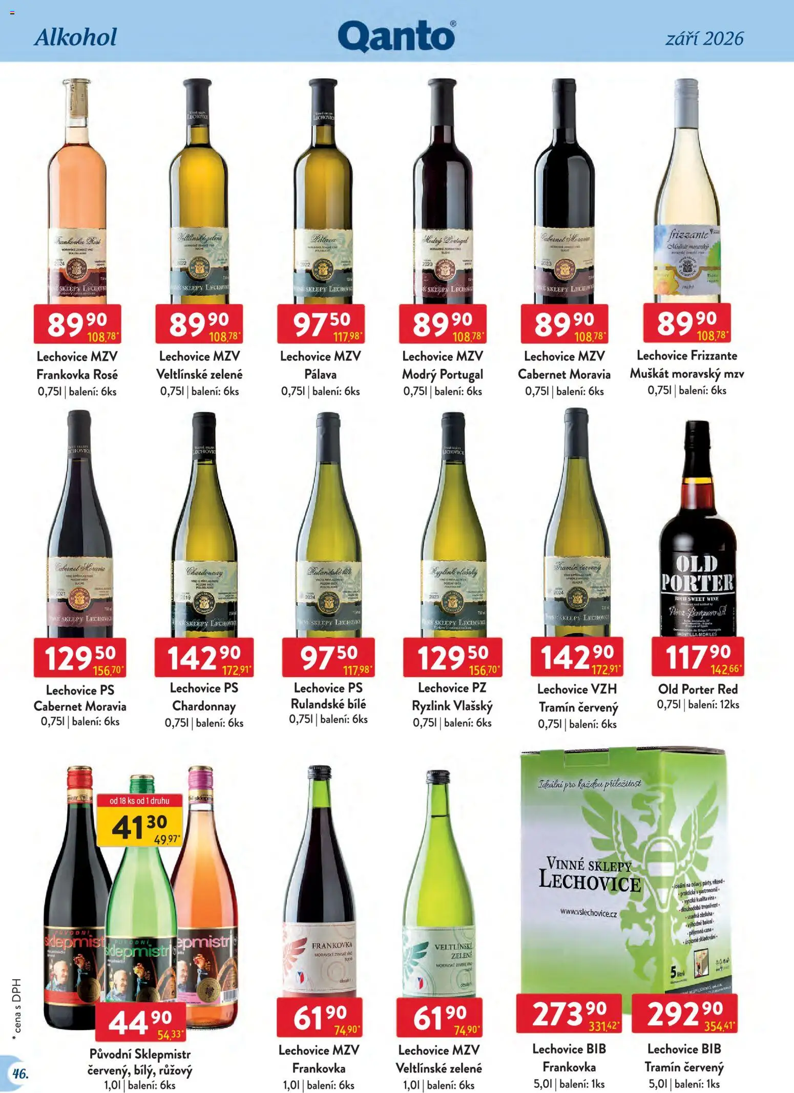 Astur & Qanto leták - Velkoobchod 09/2026 od 01.09.2026 | Strana: 46 | Produkty: Old porter, Sklepmistr, Tramín červený, Alkohol