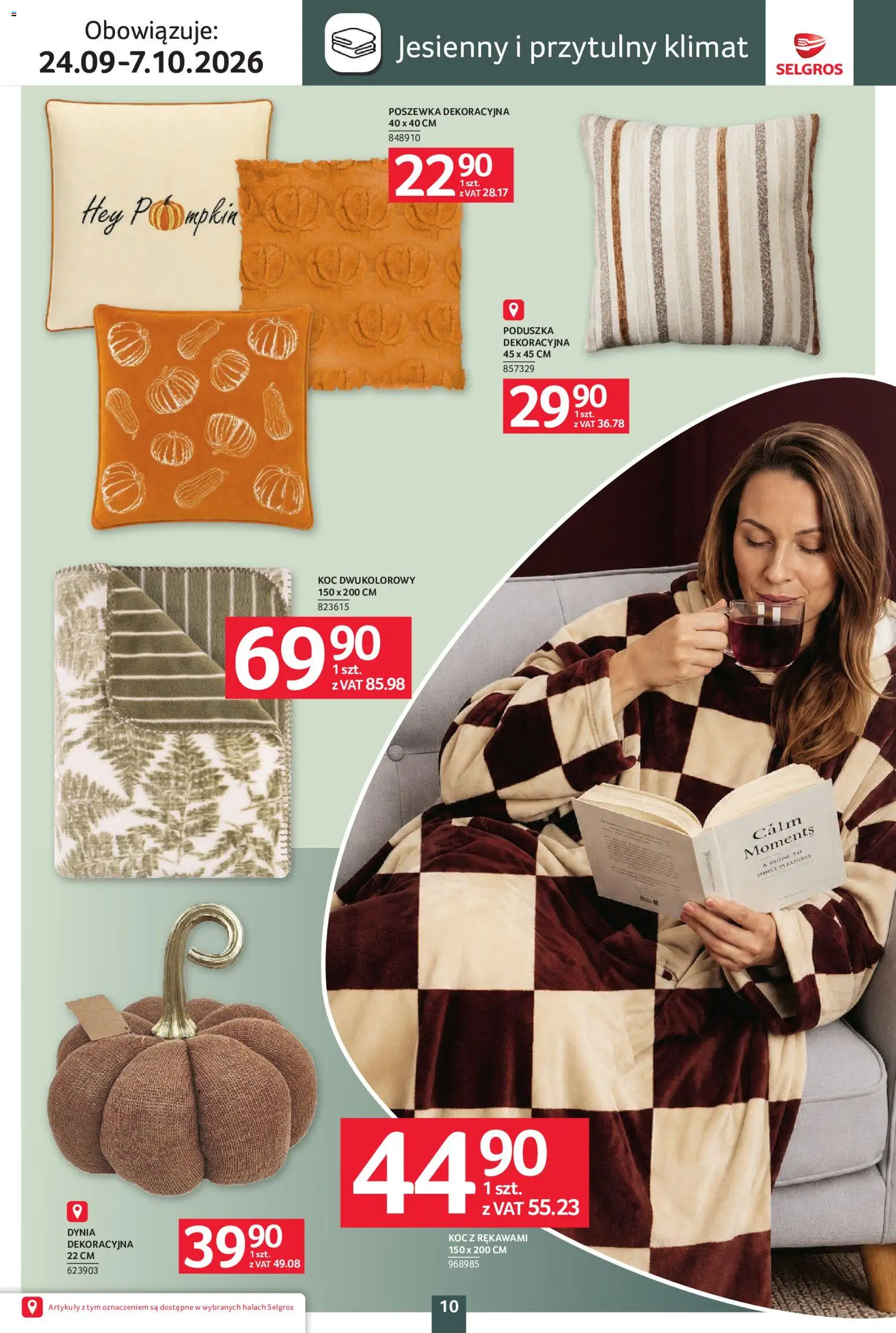 Selgros cash&carry gazetka - Home deco od 24.09.2026 | Strona: 10 | Produkty: Dynia, Poduszka, Koc