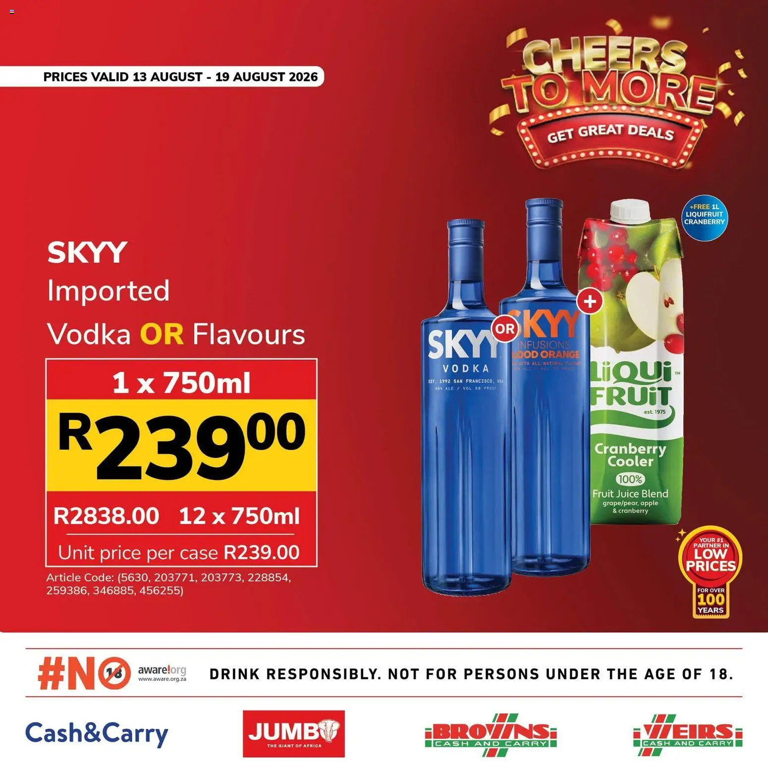 New Jumbo catalogue – valid from 13/08/2026 | Page: 7 | Products: Cooler, Juice, Vodka, Fruit