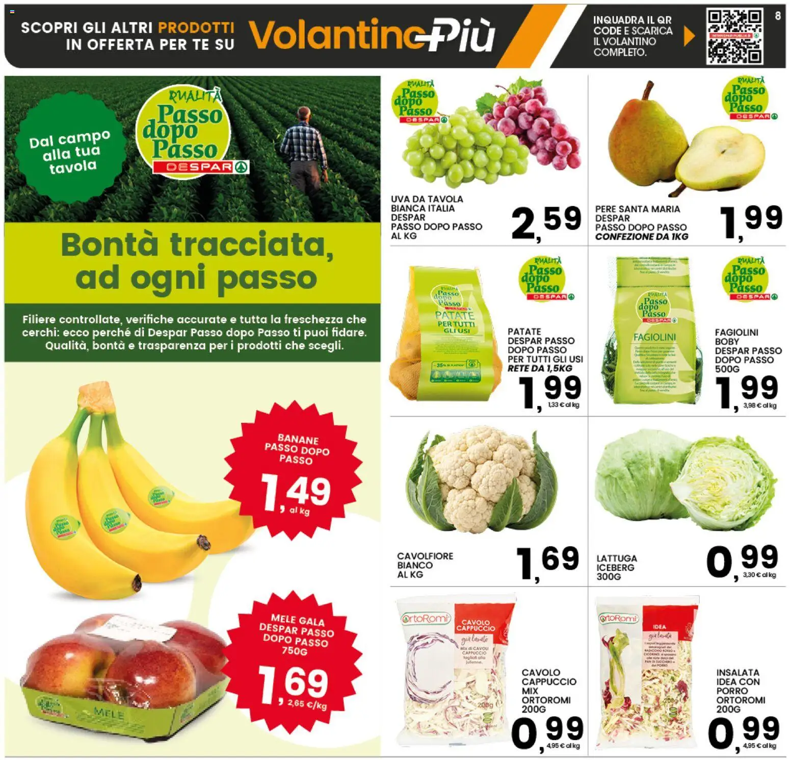 Volantino Interspar del 31/08/2026 | Pagina: 8 | Prodotti: Patate, Uva, Porro, Fagiolini