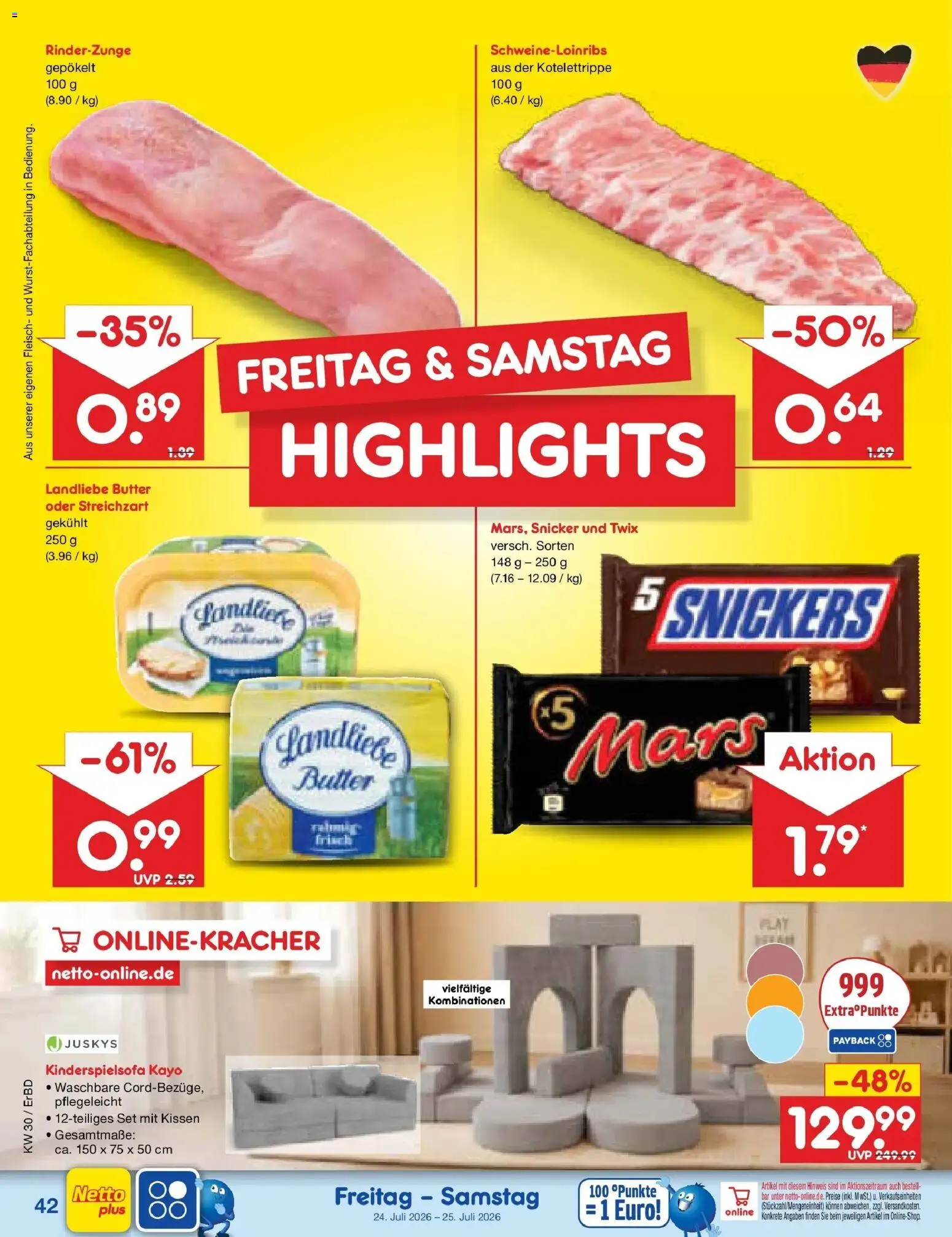 Netto Marken-Discount Prospekt Weimar – gültig ab 20.07.2026 | Seite: 66 | Produkte: Butter, Snickers, Mars, Fleisch