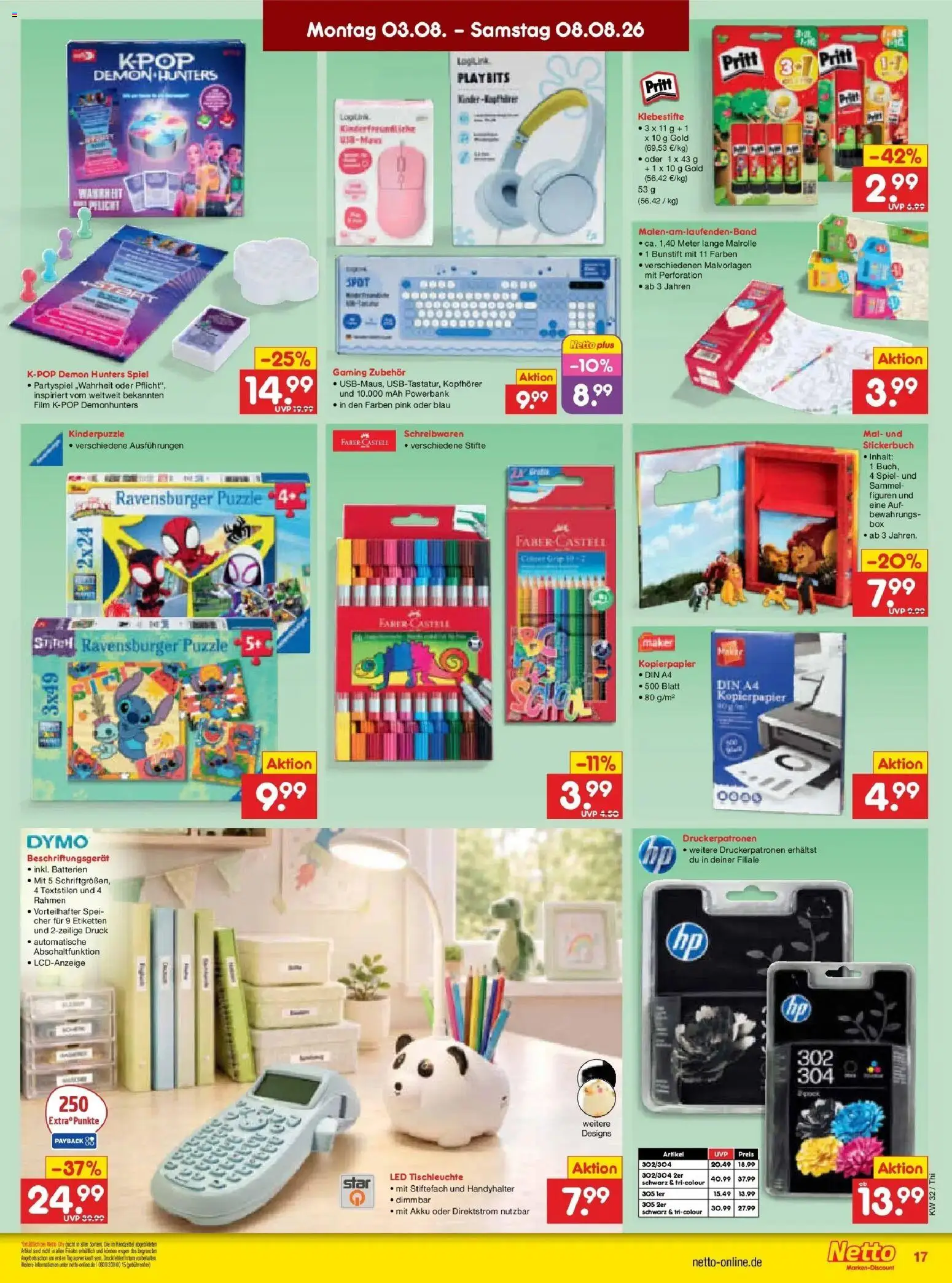 Netto Marken-Discount Prospekt Pirna – gültig ab 03.08.2026 | Seite: 33 | Produkte: Spiel, Batterien, Powerbank, Kopfhörer