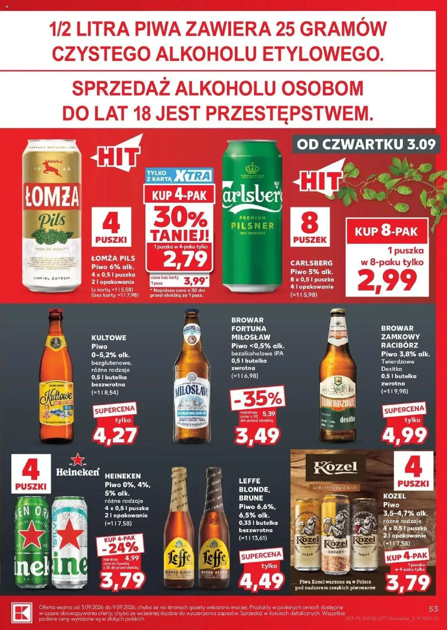 Kaufland gazetka od 03.09.2026 - od jutra PDF | Strona: 53 | Produkty: Karta, Gazety, Carlsberg, Piwo
