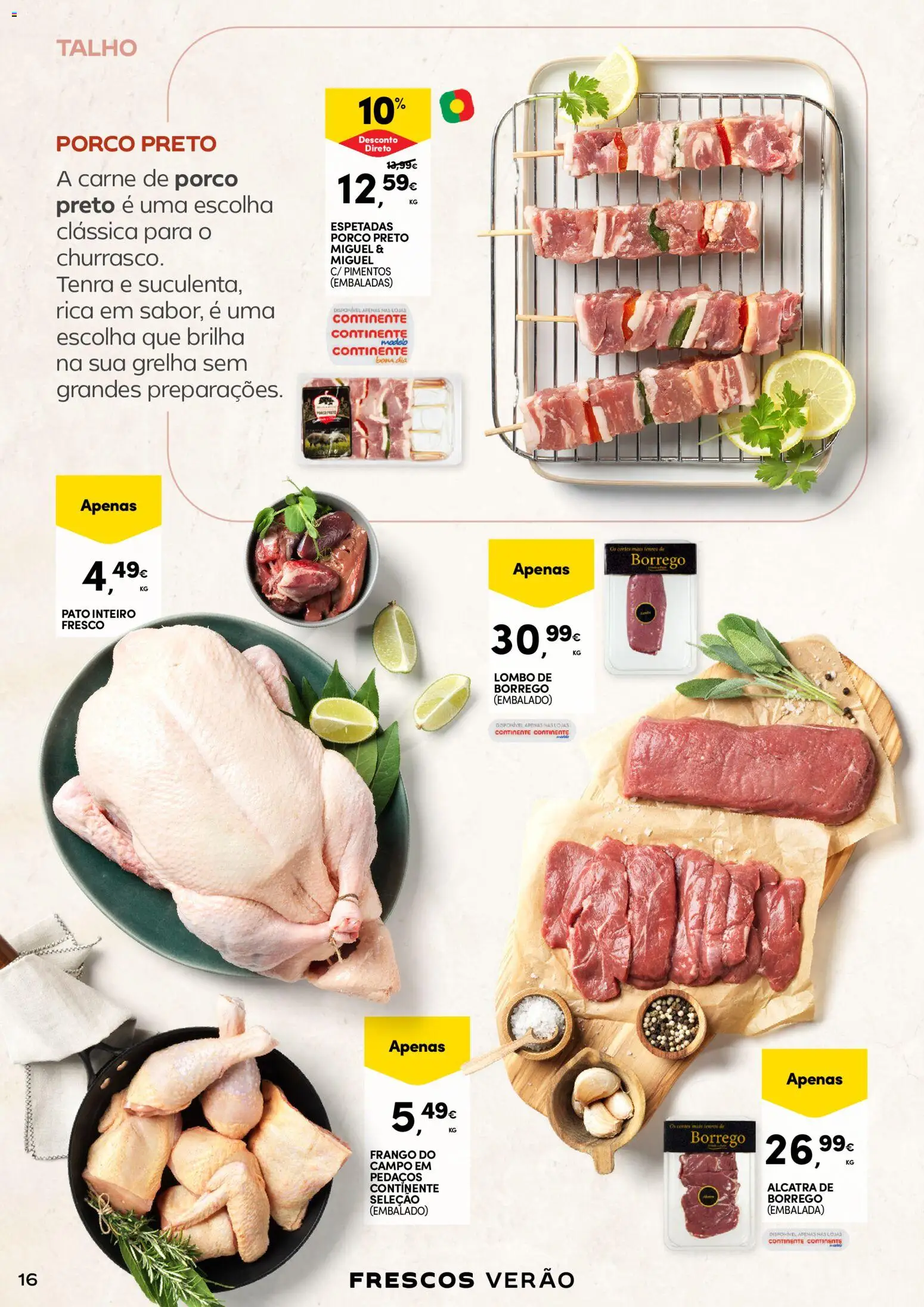 Continente - Frescos Frescura do Verão │ válido de 16.06.2026 | Página: 16 | Produtos: Frango, Lombo, Carne de porco, Carne