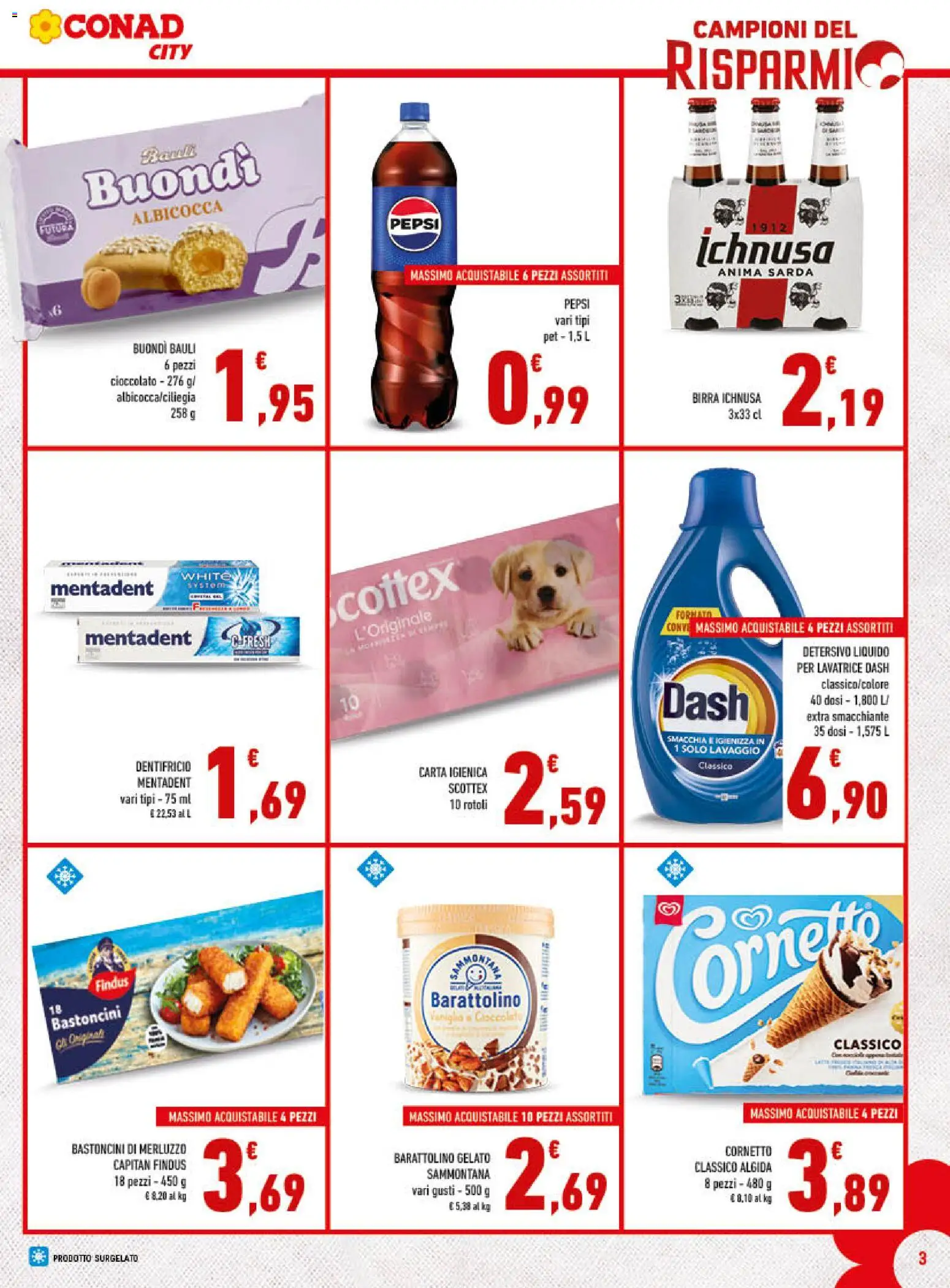 Volantino Conad del 06.05.2026 | Pagina: 3 | Prodotti: Carta igienica, Cioccolato, Cornetto, Pepsi