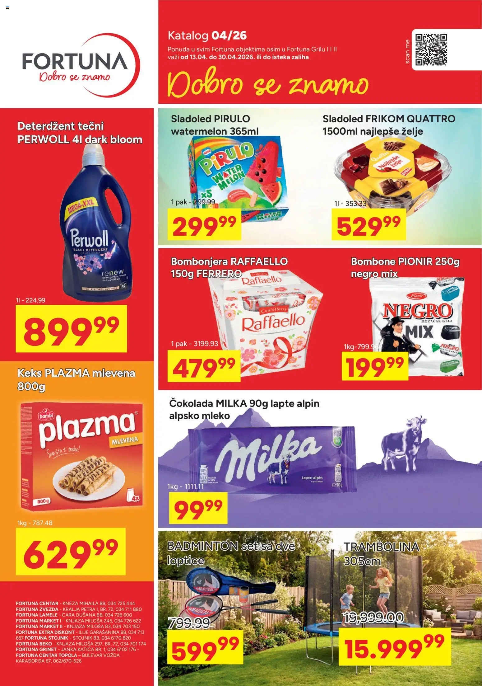Fortuna Market katalog - važi od 13.04.2026 | Strana: 1 | Proizvode: Raffaello, Sladoled, Perwoll, Čokolada