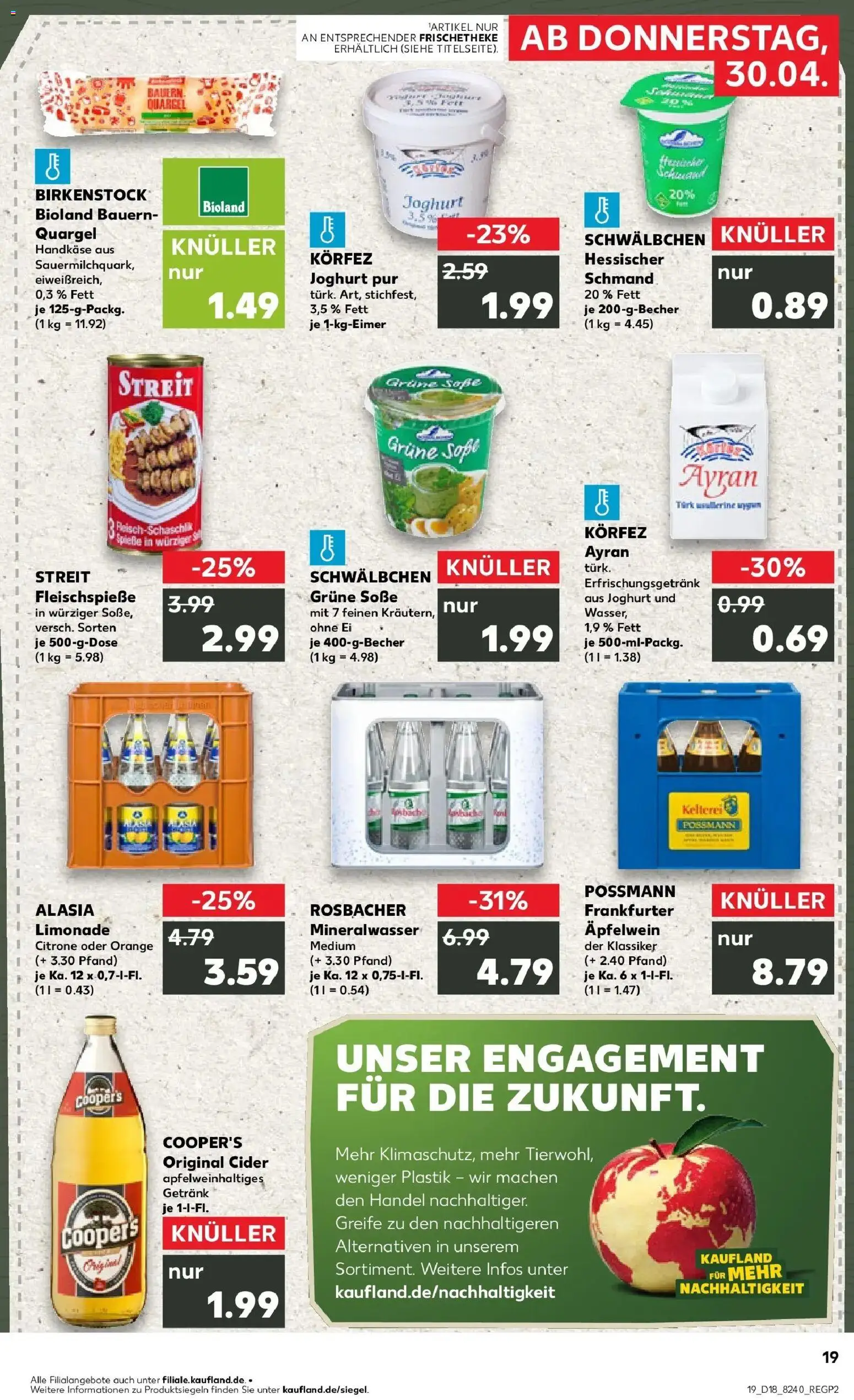 Prospekt Kaufland ab 30.04.2026 » Angebote Online zum Blättern | Seite: 19 | Produkte: Joghurt, Limonade, Mineralwasser, Apple
