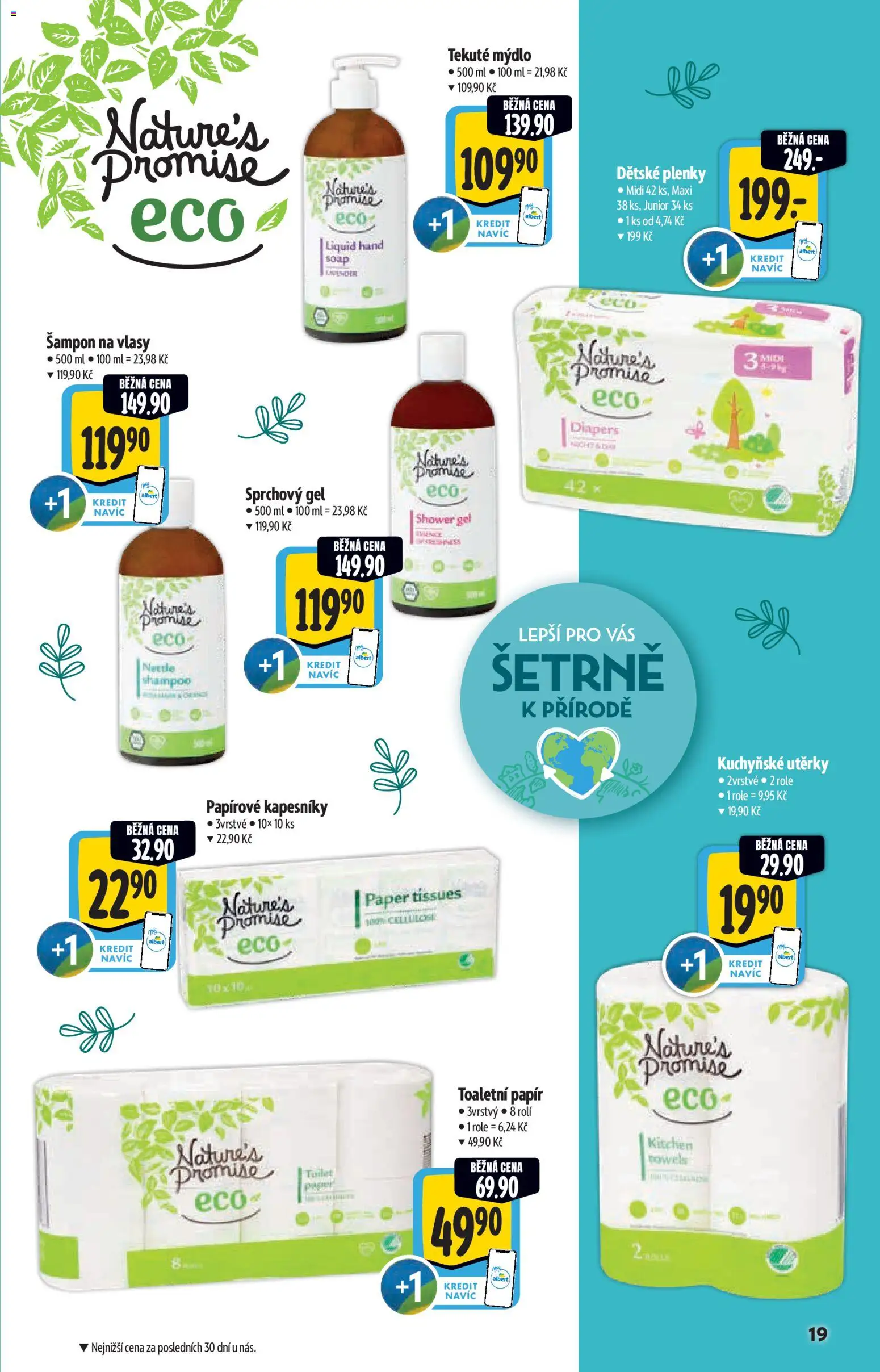 Albert katalog - Hypermarket od 17.06.2026 | Strana: 19 | Produkty: Utěrky, Papírové kapesníky, Plenky, Šampon