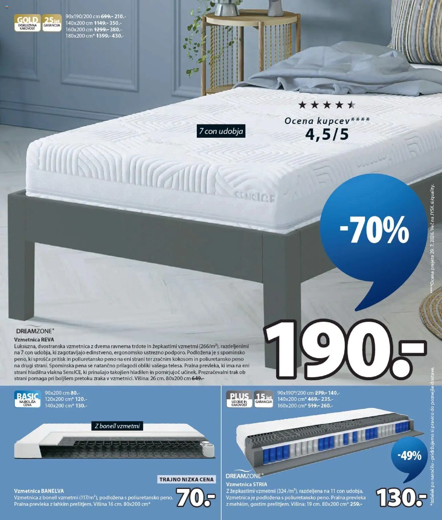 Novi JYSK katalog ponudbe – veljaven od 26.08.2026 | Stran: 13 | Izdelki: Vzmetnica, Prevleka