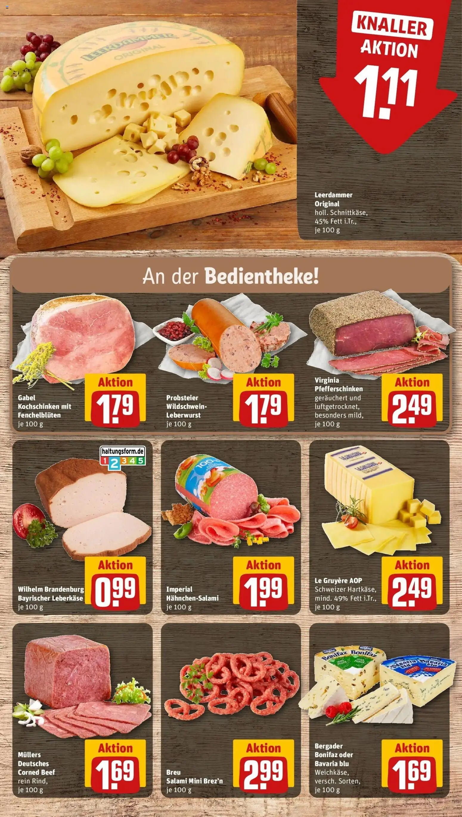 REWE Prospekt ab 04.05.2026 zum Blättern » Angebote | Seite: 13 | Produkte: Leerdammer, Salami, Leberkase