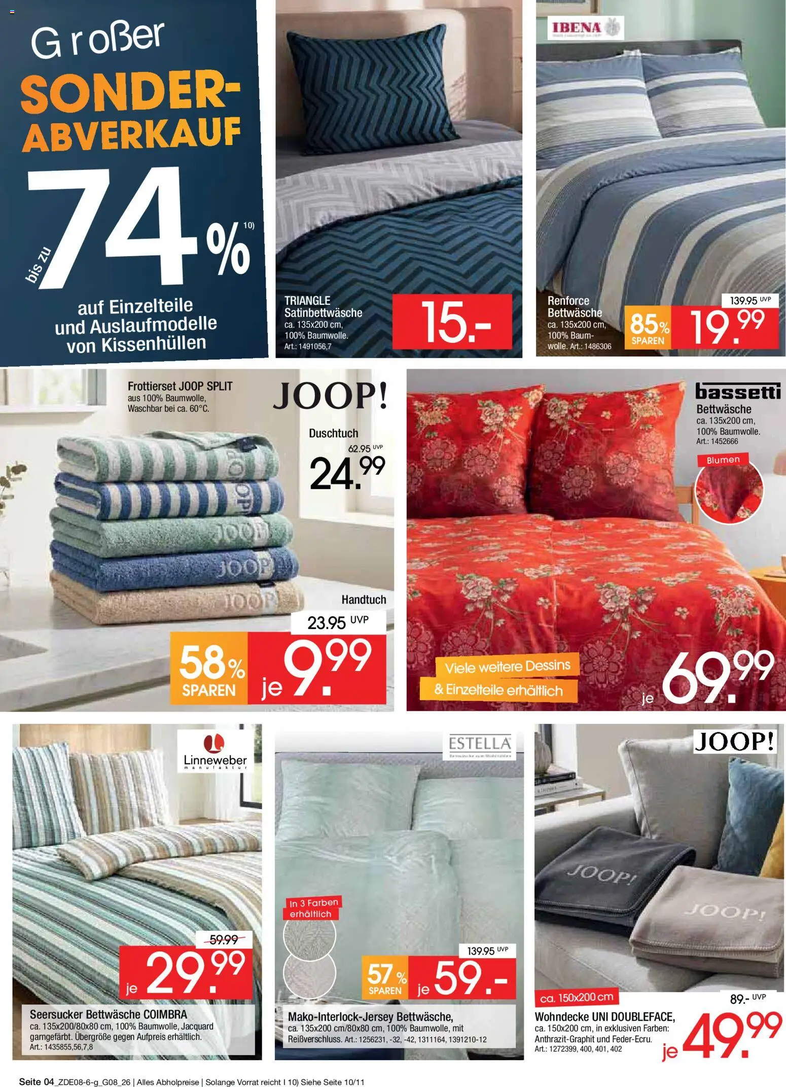 Zurbrüggen Bonus sonder-tage – gültig ab 31.07.2026 | Seite: 4 | Produkte: Bettwäsche, Blumen
