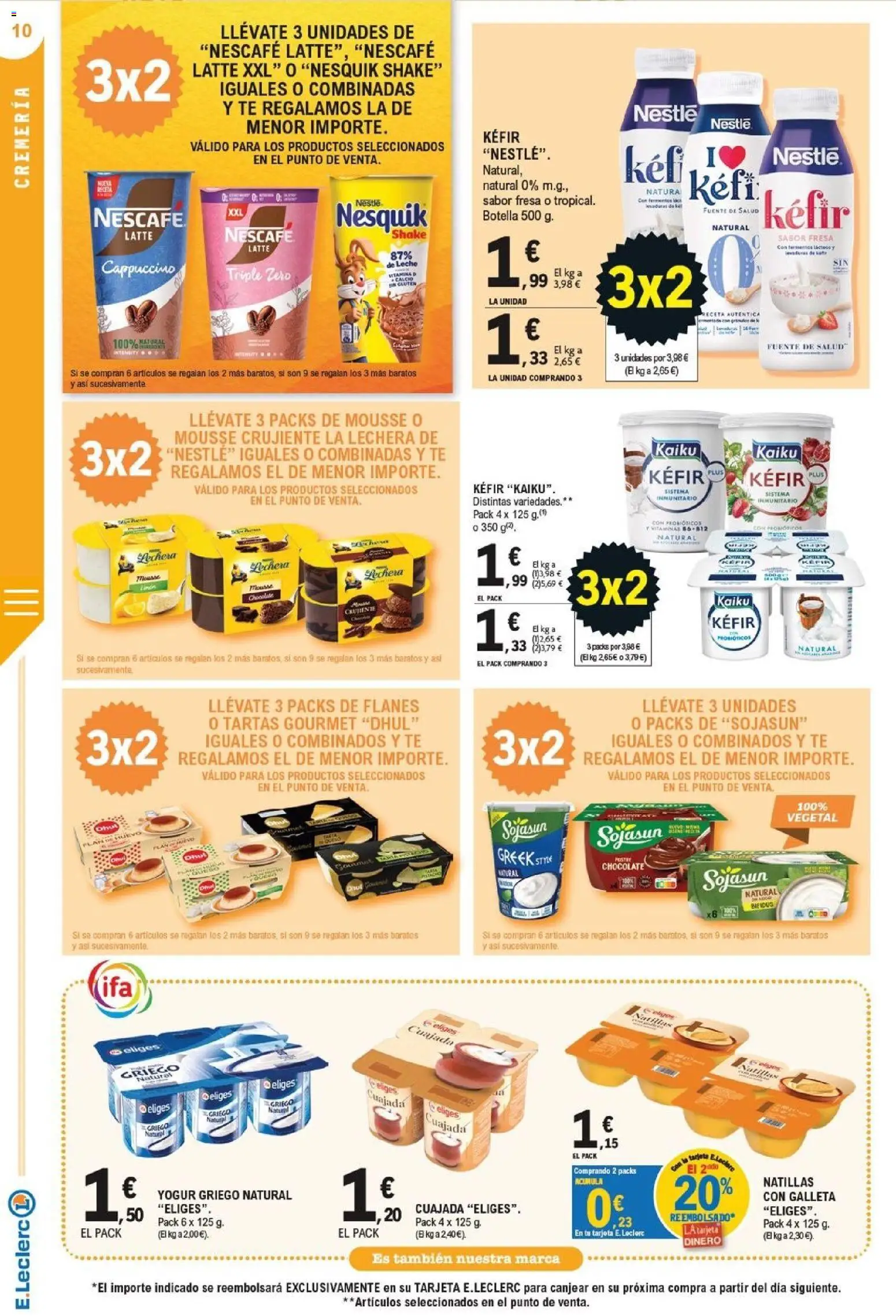 E.Leclerc - Soria │ válido desde el 21/10/2026 | Página: 10 | Productos: Mousse, Tartas, Leche, Yogur griego