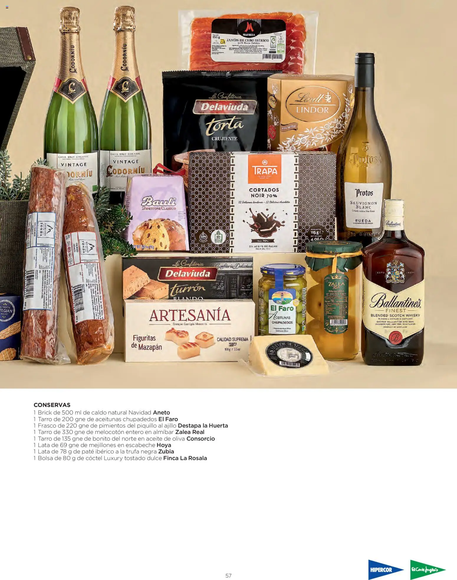 El Corte Inglés Cestas Navidad 2026 Cataluňa │ válido desde el 08/10/2026 | Página: 57 | Productos: Aceitunas, Conservas, Jamón, Lindor