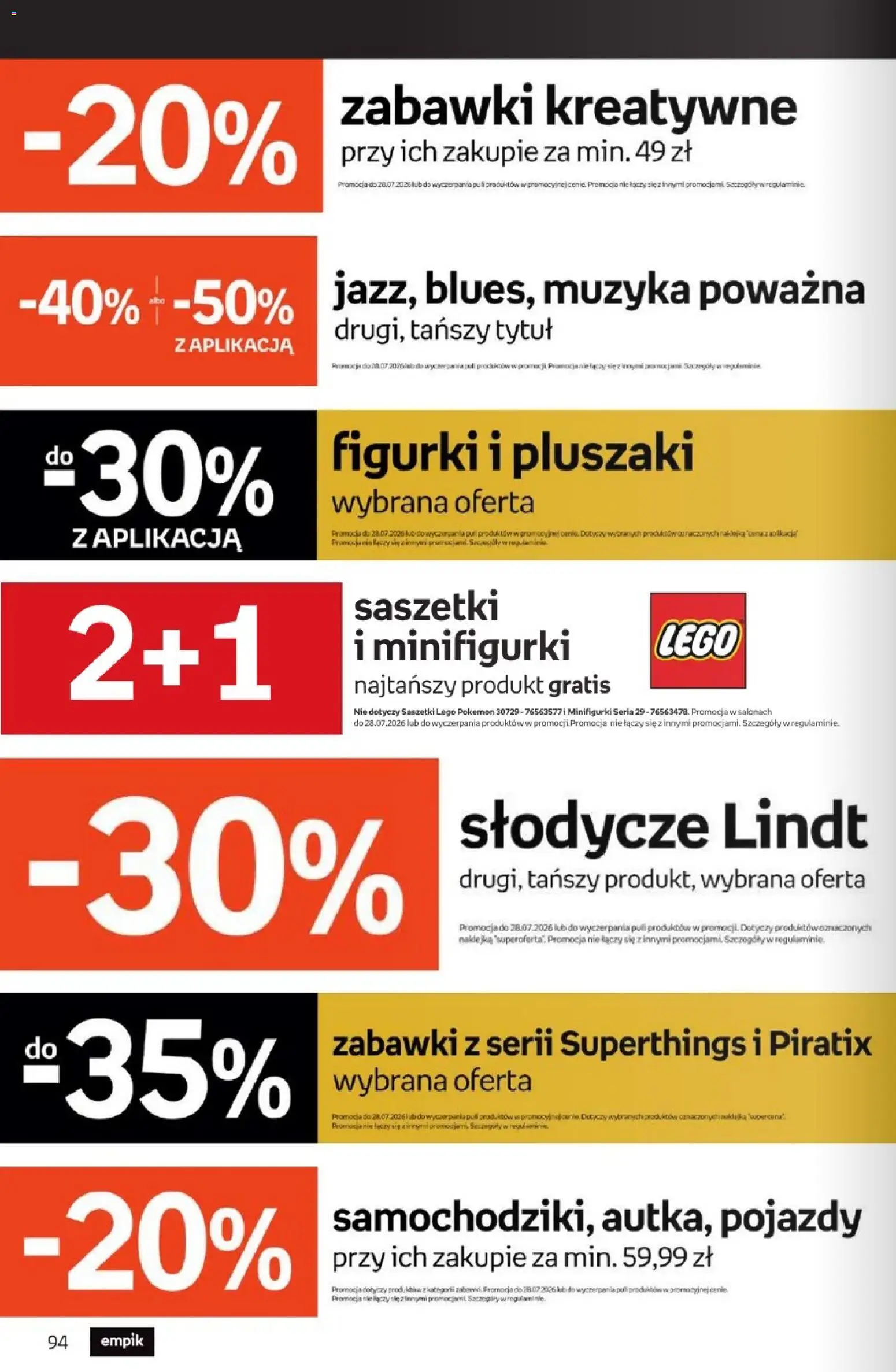 Empik promocje od 15.07.2026 | Strona: 94 | Produkty: Słodycze, Figurki, Lego