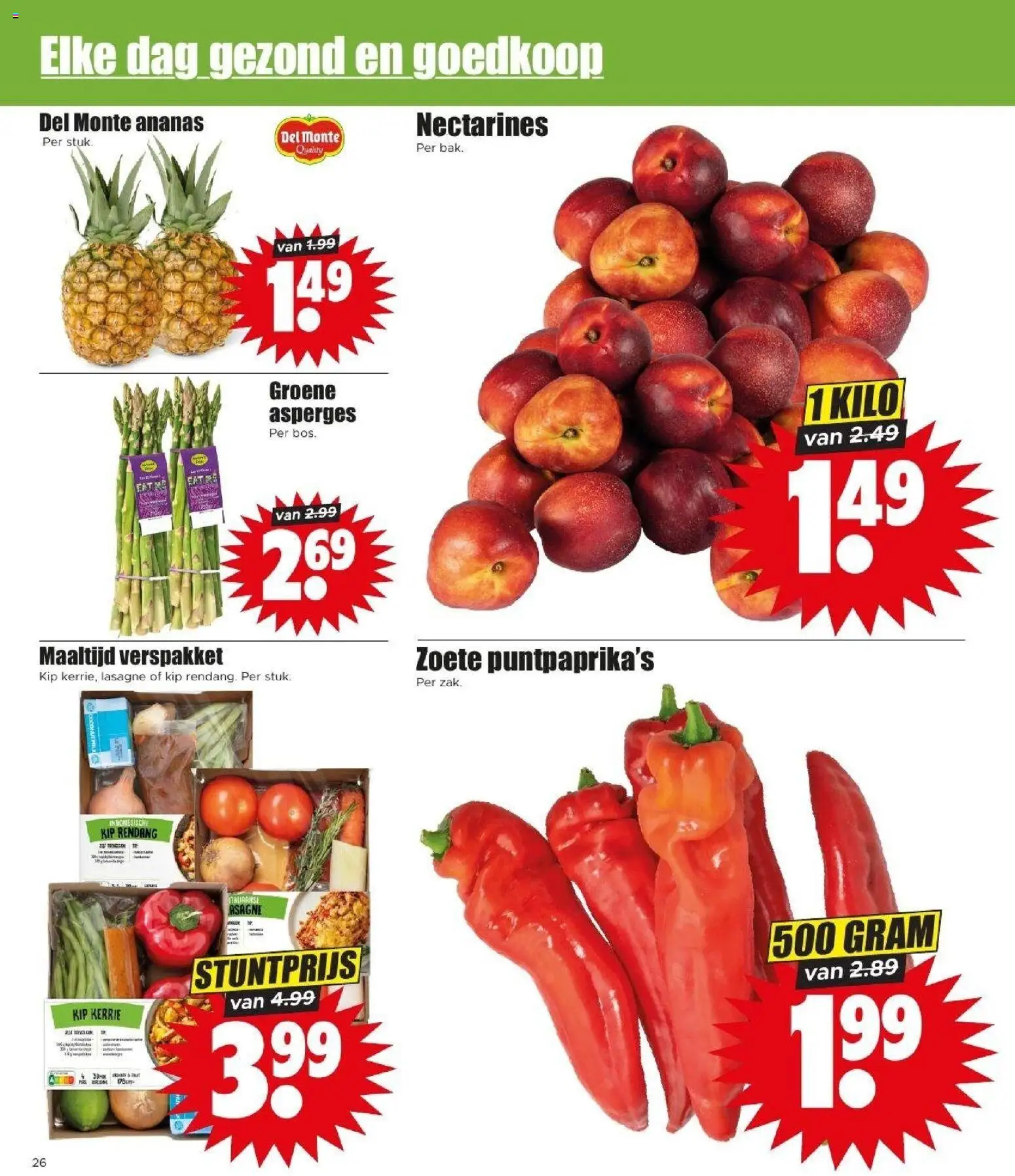{H1} | Pagina: 22 | Producten: Lasagne, Kip, Nectarines, Asperges