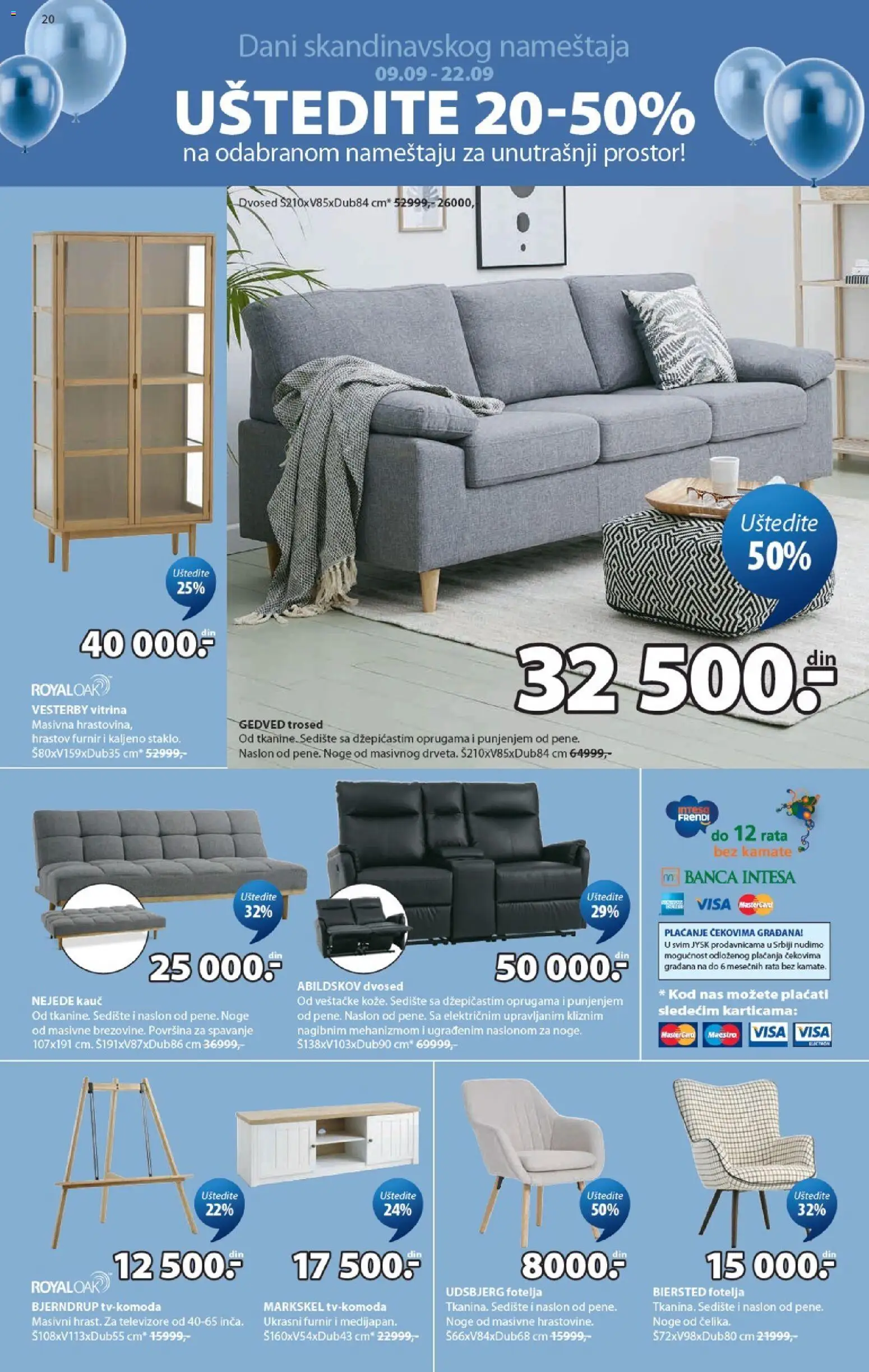 Jysk katalog - važi od 09.10.2026 | Strana: 20 | Proizvode: Sofa, Fotelja, Trosed, Dvosed