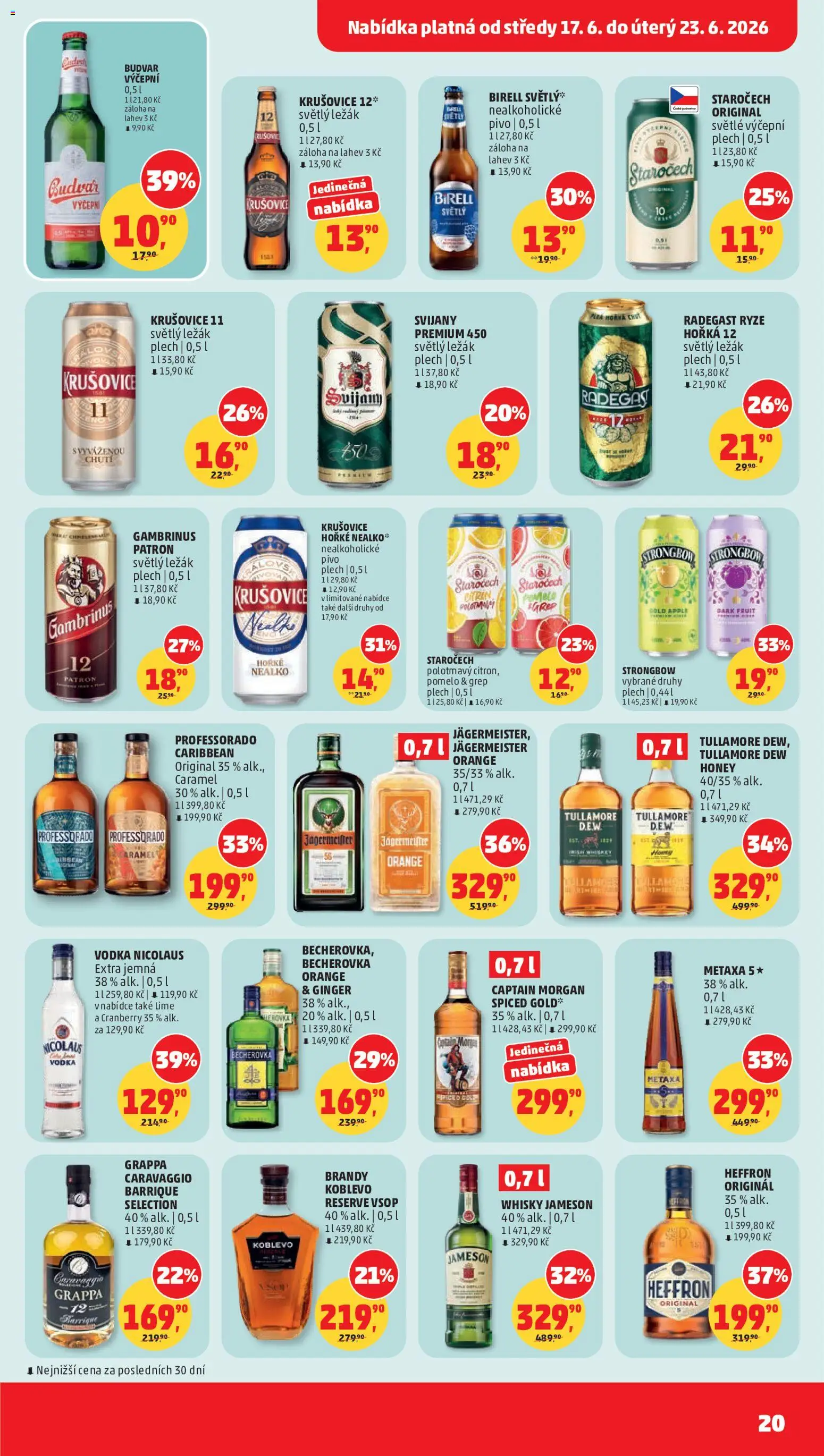 Penny Market leták od 17.06.2026 | Strana: 20 | Produkty: Birell, Morgan, Metaxa, Krušovice
