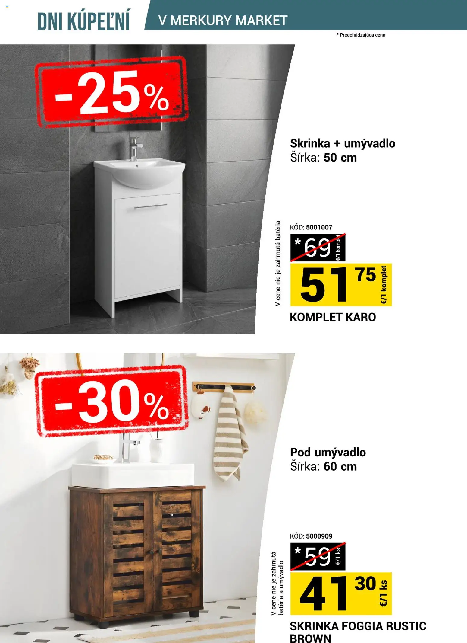 Nové Merkury Market akcie – leták je platný od 18.07.2026 | Strana: 9 | Produkty: Skrinka, Umývadlo, Batéria