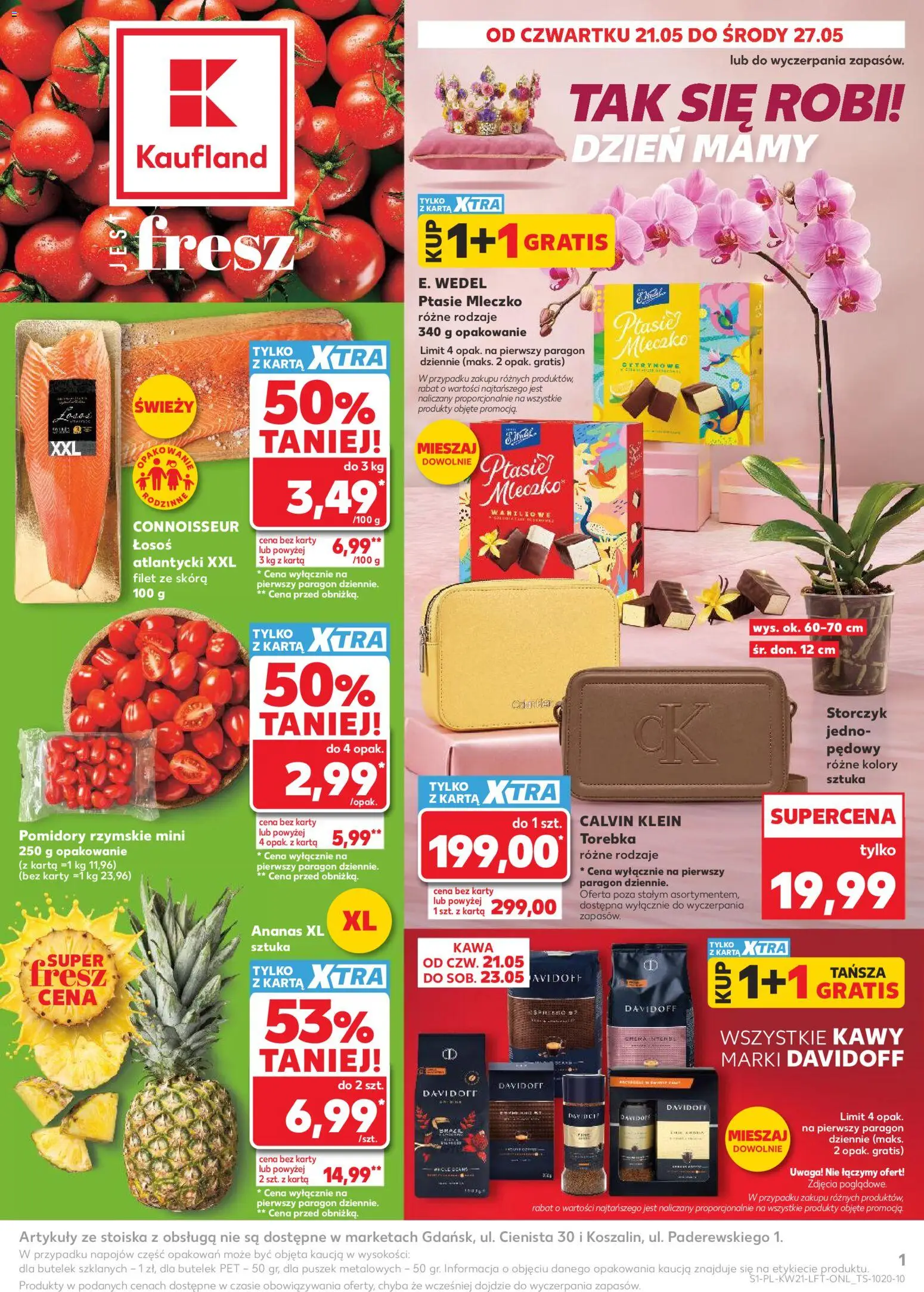 Kaufland Polsko leták od 21.05.2026 | Strana: 1 | Produkty: Ananas, Losos, Filet, Karty