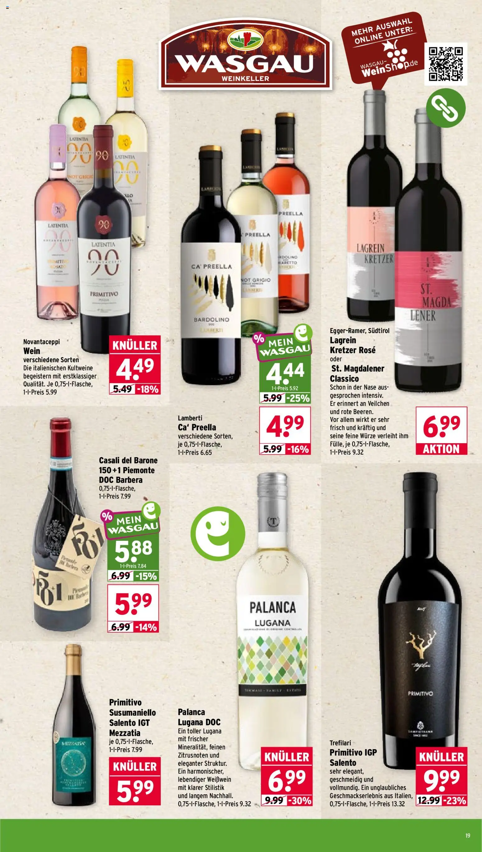 Wasgau Prospekt – gültig ab 17.08.2026 | Seite: 19 | Produkte: Weißwein, Wein