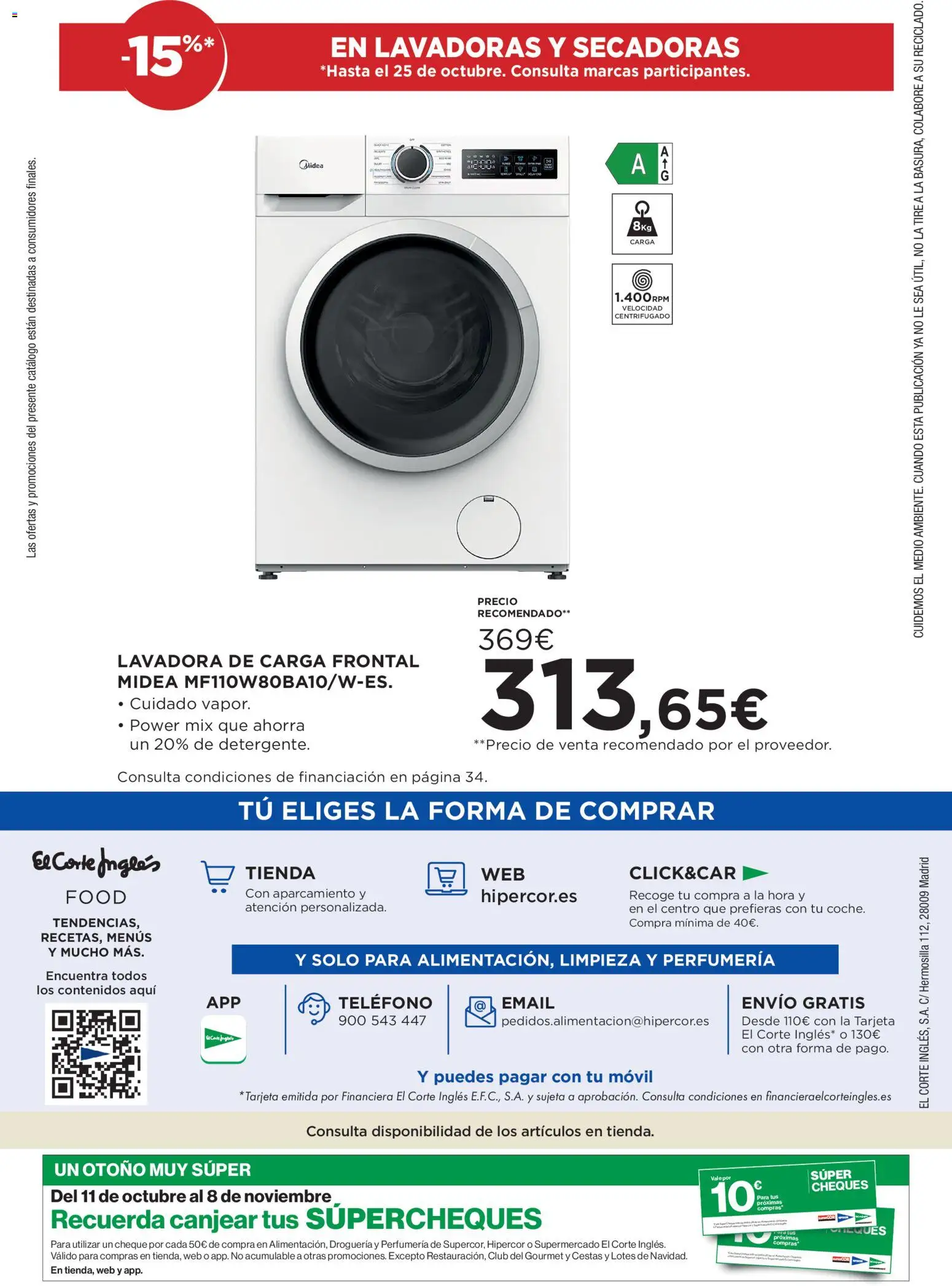 Hipercor catálogo │ válido desde el 15/10/2026 | Página: 40 | Productos: Teléfono, Móvil, Lavadora