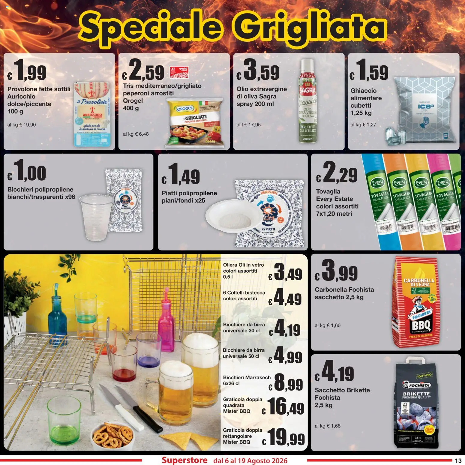 Volantino Sì con Te del 06/08/2026 | Pagina: 13 | Prodotti: Provolone, Peperoni, Olio, Tovaglia
