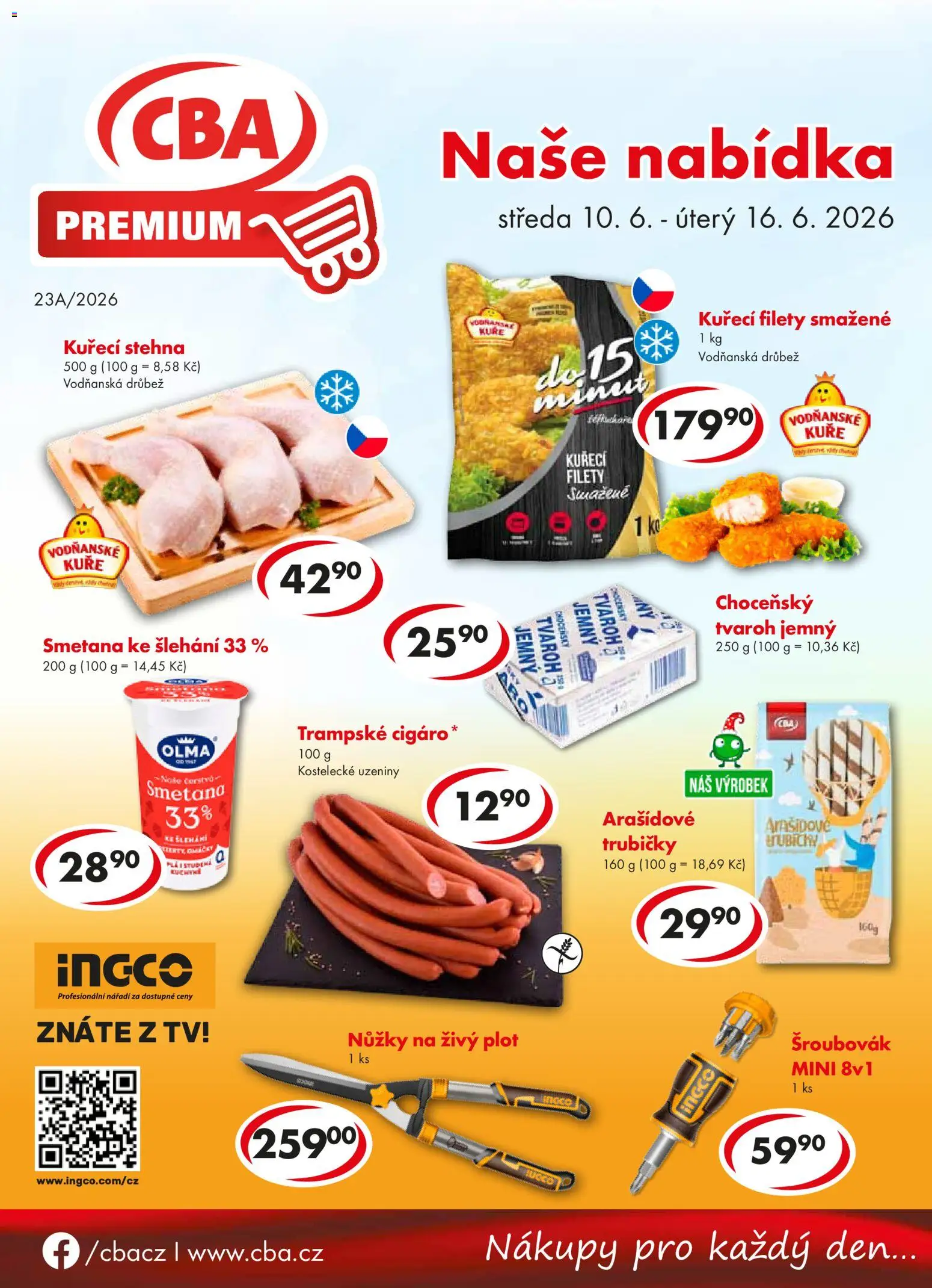 CBA leták - Premium od 10.06.2026 | Strana: 1 | Produkty: Nůžky, Šroubovák, Tv, Nářadí