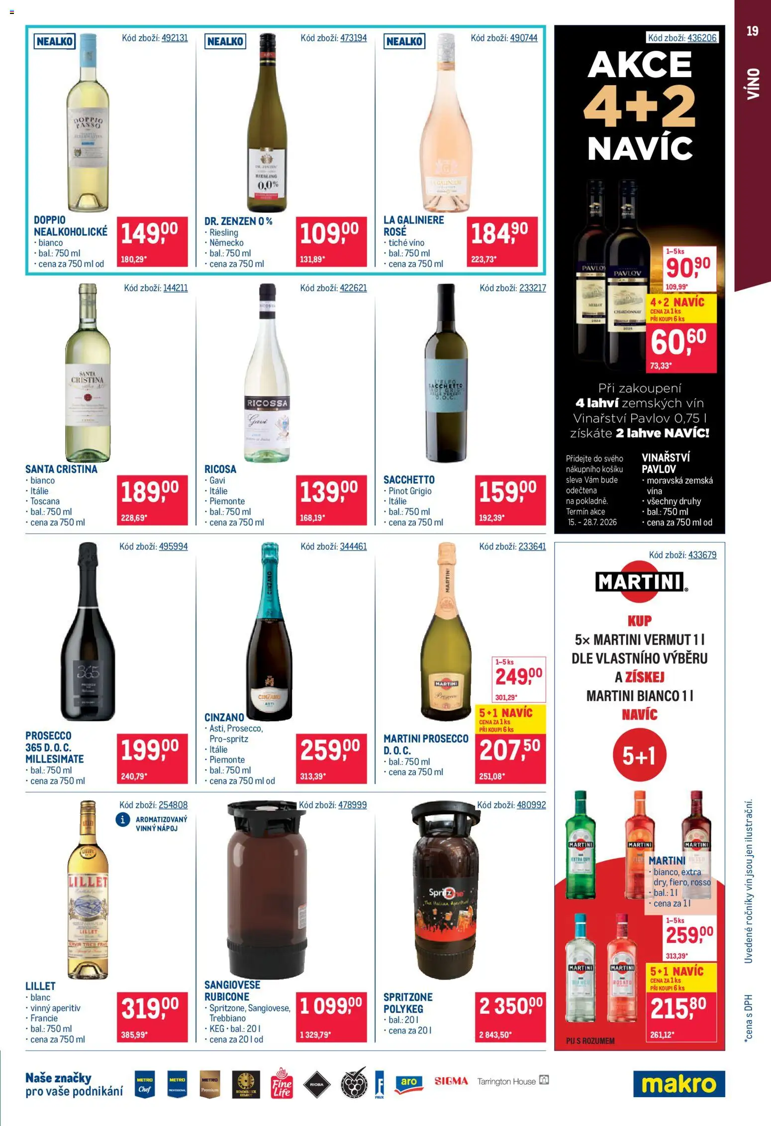 Makro leták - Gastronomie od 15.07.2026 | Strana: 19 | Produkty: Cinzano, Spritz, Riesling, Pinot Grigio