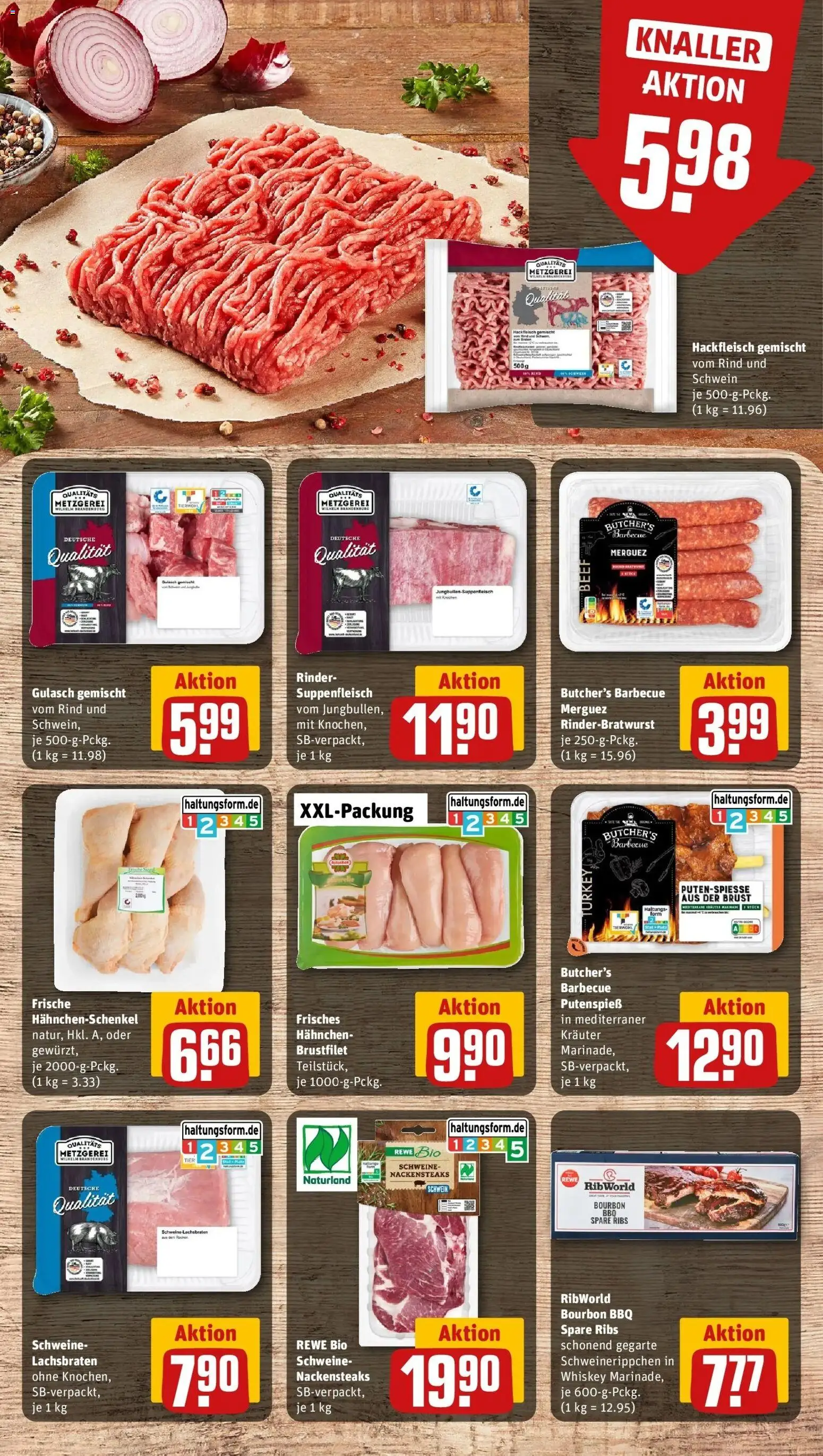 REWE Prospekt ab 04.05.2026 zum Blättern » Angebote | Seite: 12 | Produkte: Hahnchen, Hahnchenschenkel, Suppenfleisch, Hackfleisch