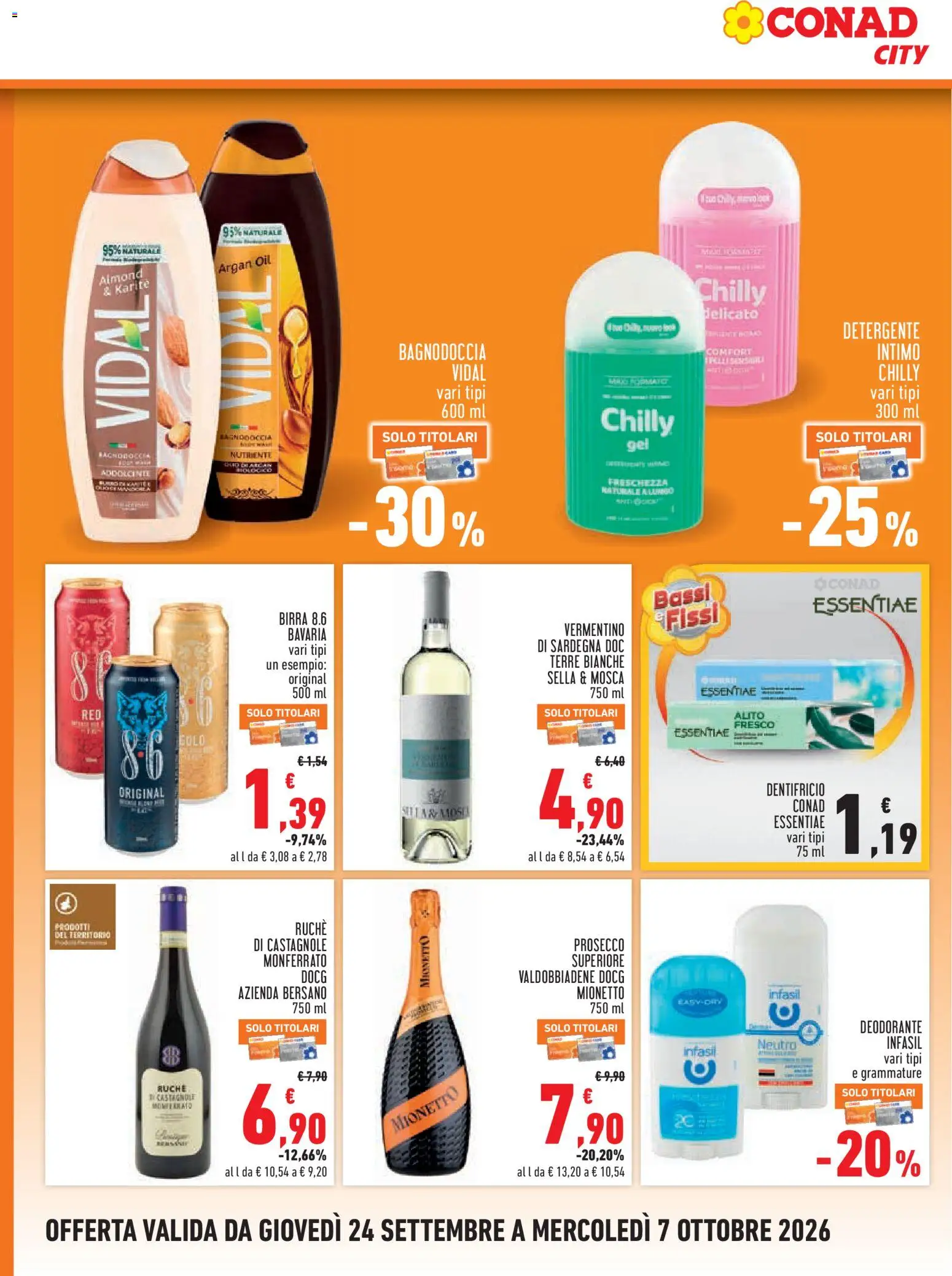 Volantino Conad del 24/09/2026 | Pagina: 12 | Prodotti: Deodorante, Dentifricio, Birra, Detergente