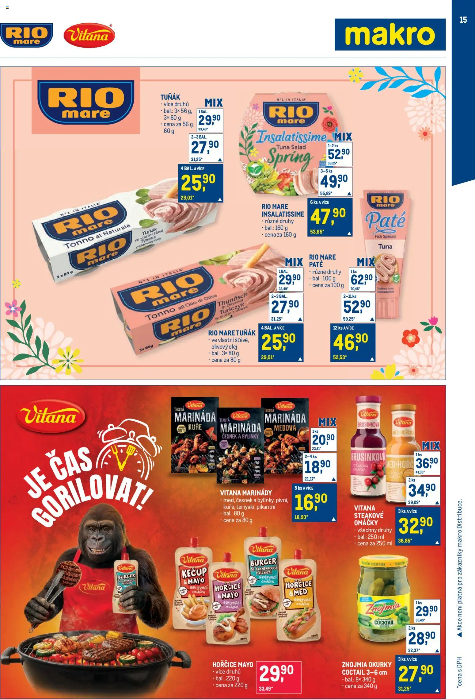 Makro leták - Obchodní partneři od 20.05.2026 | Strana: 15 | Produkty: Med, Rio mare, Kuře, Marináda