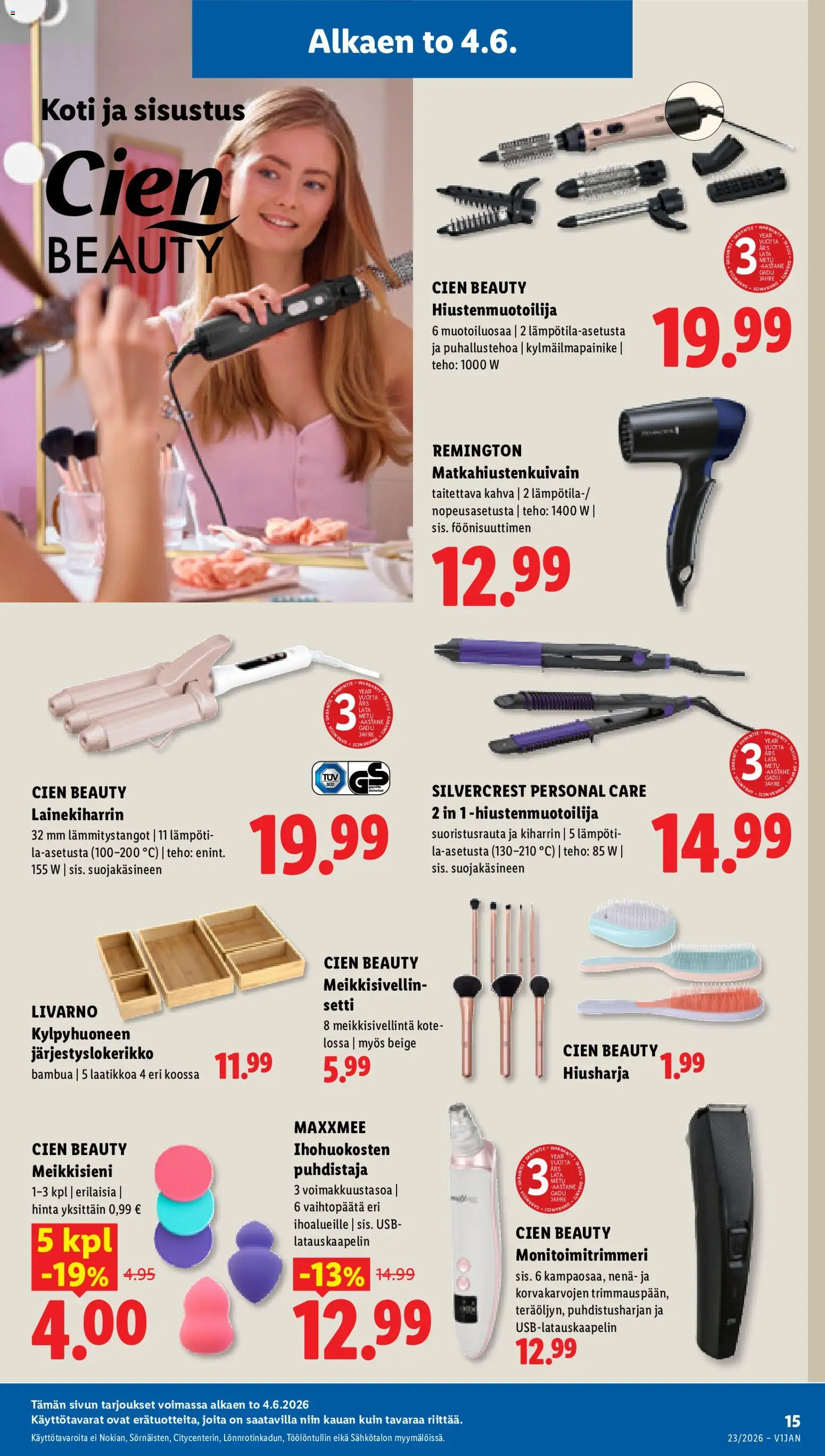 Lidl tarjoukset - Tampere – voimassa 04.06.2026 alkaen | Sivu: 19 | Tuotteet: USB, Kiharrin, Hiusharja