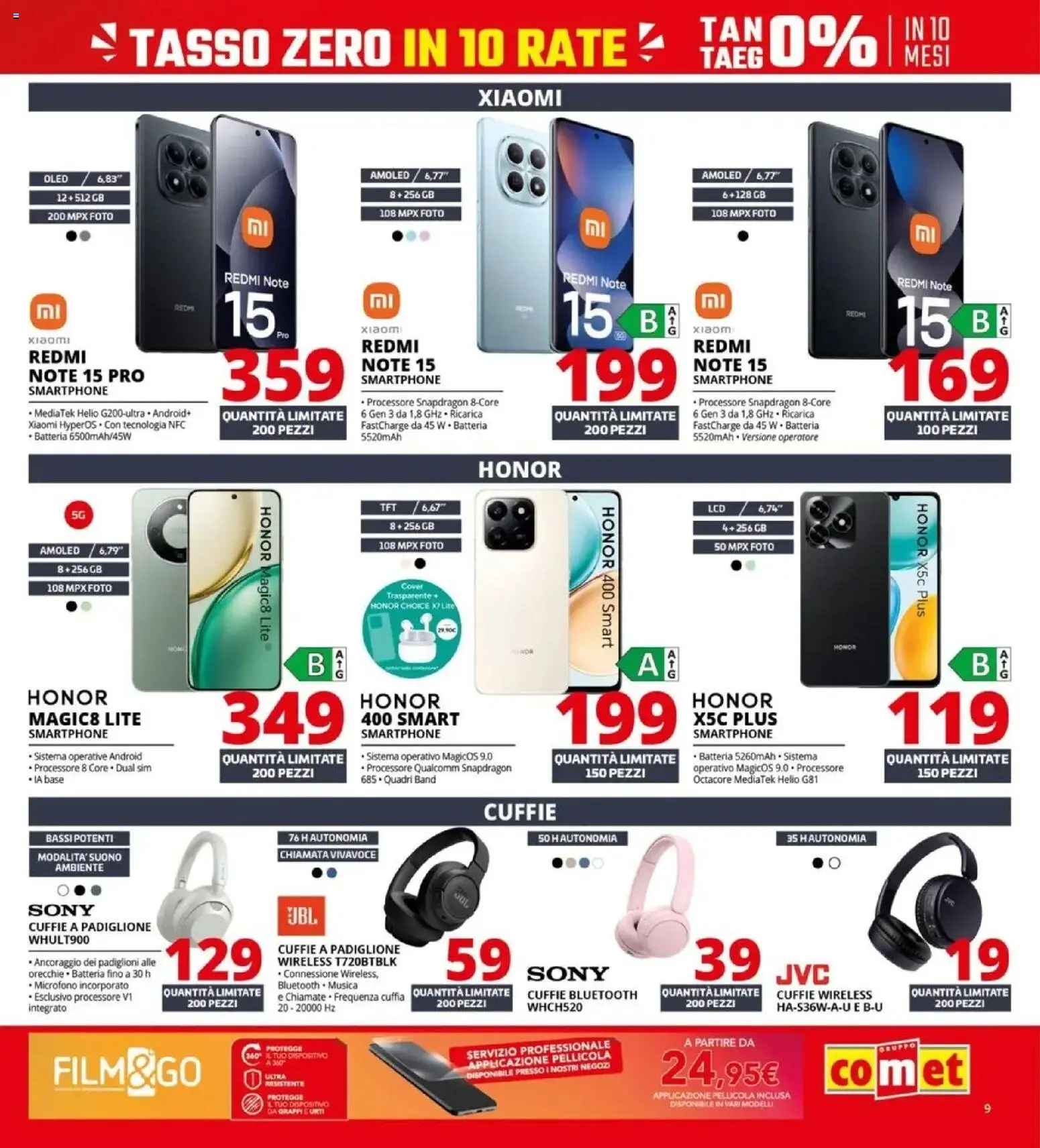 Volantino Comet del 10.04.2026 | Pagina: 9 | Prodotti: Xiaomi, Smartphone, Microfono, Pellicola