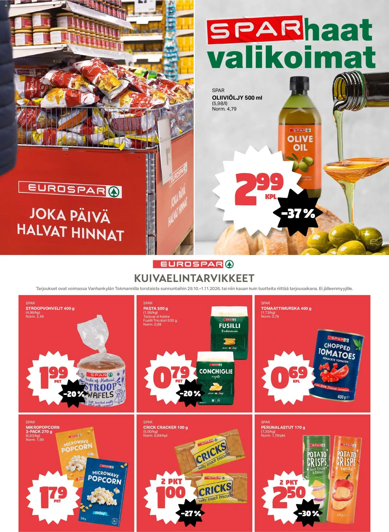 Tokmanni Eurospar Vanhankylä – voimassa 29/10/2026 alkaen | Sivu: 7 | Tuotteet: Oliiviöljy, Paprika, Pasta