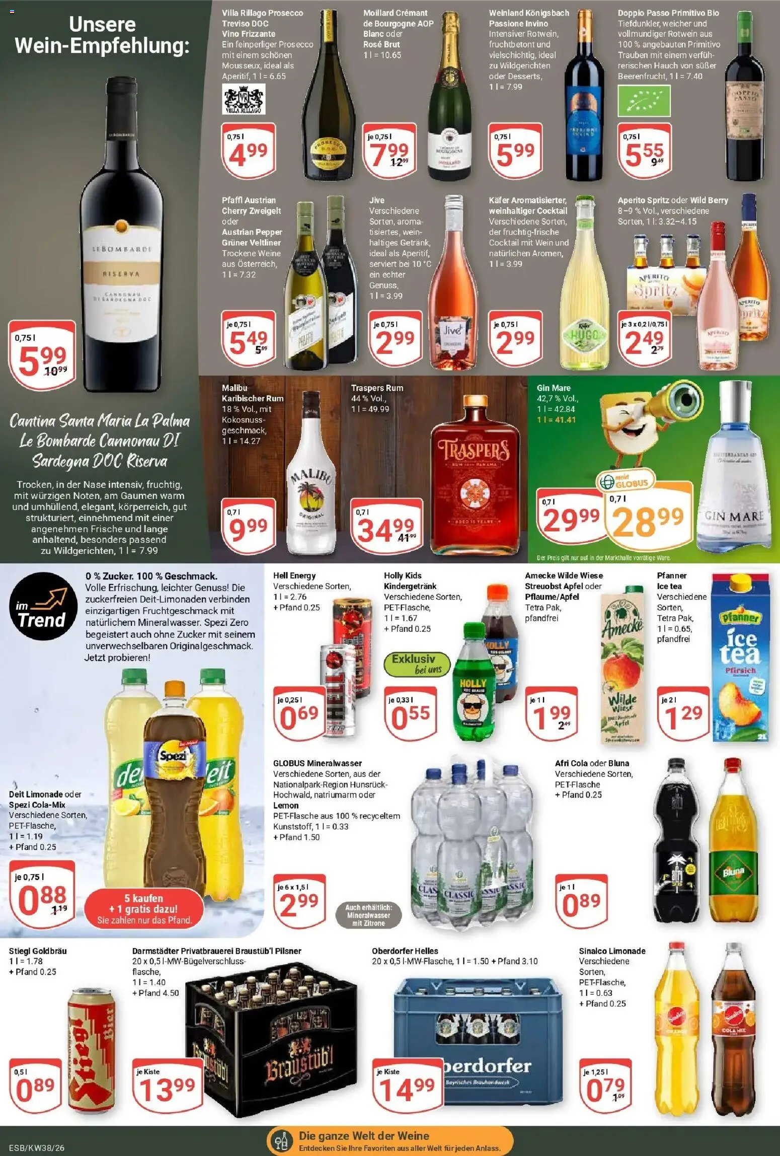 Globus Prospekt Eschborn (ab 14.09.2026) » Angebote online | Seite: 15 | Produkte: Sinalco, Prosecco, Zucker, Wein