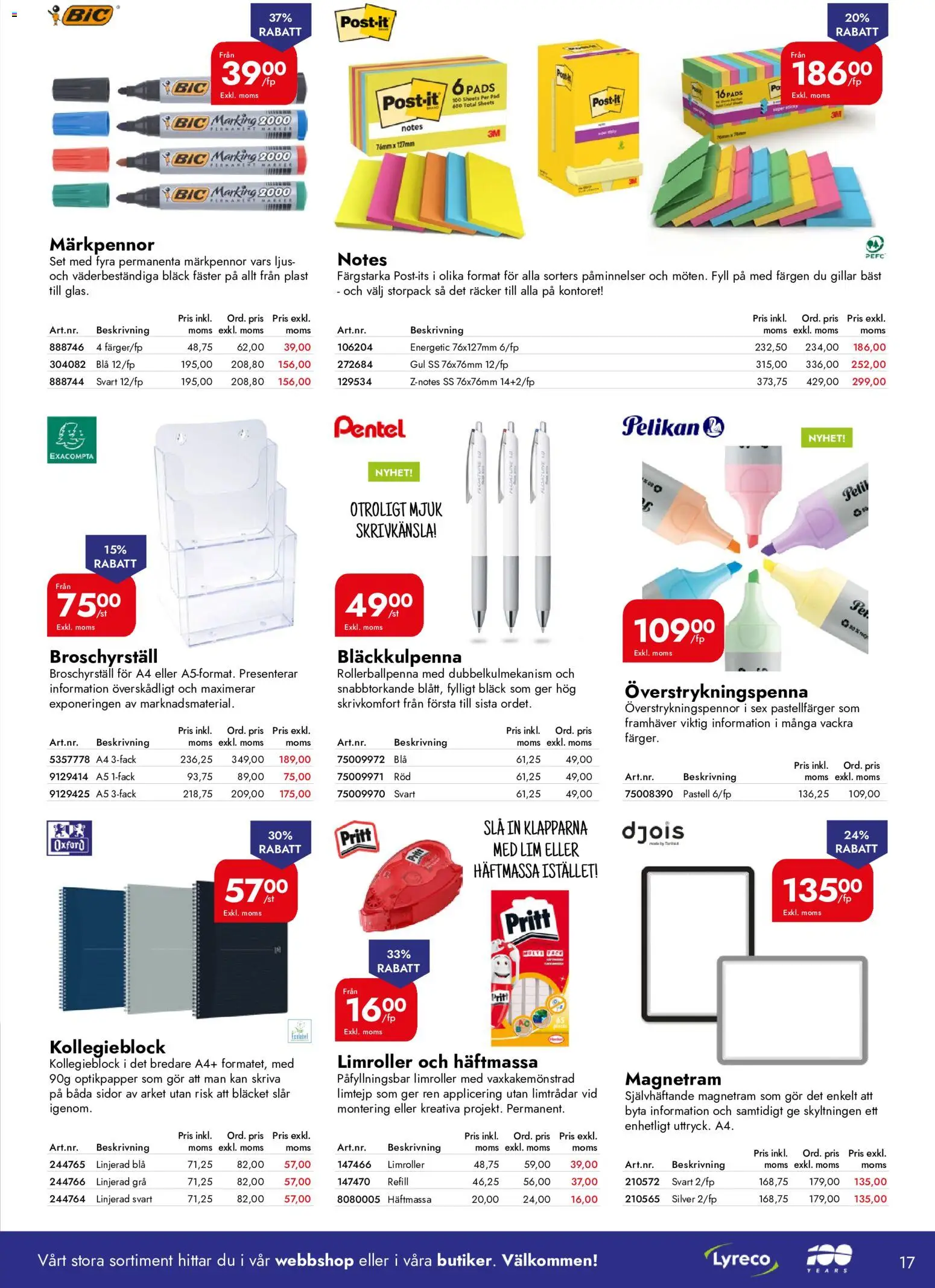 Lyreco reklamblad aktuell från 01/10/2026 | Sida: 17 | Produkter: Set, Broschyrställ, Ljus, Överstrykningspenna