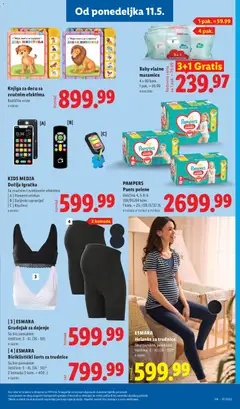 PAMPERS Pants pelene, Veličina 4, 5 ili 6 108/96/84 kom. 1 kom. = 25.-/28.13/32.15 - pregled Lidl kataloga - važi od 07.05.2026 | Strana: 95 | Proizvode: Pampers, Grudnjak, Helanke, Vlažne maramice