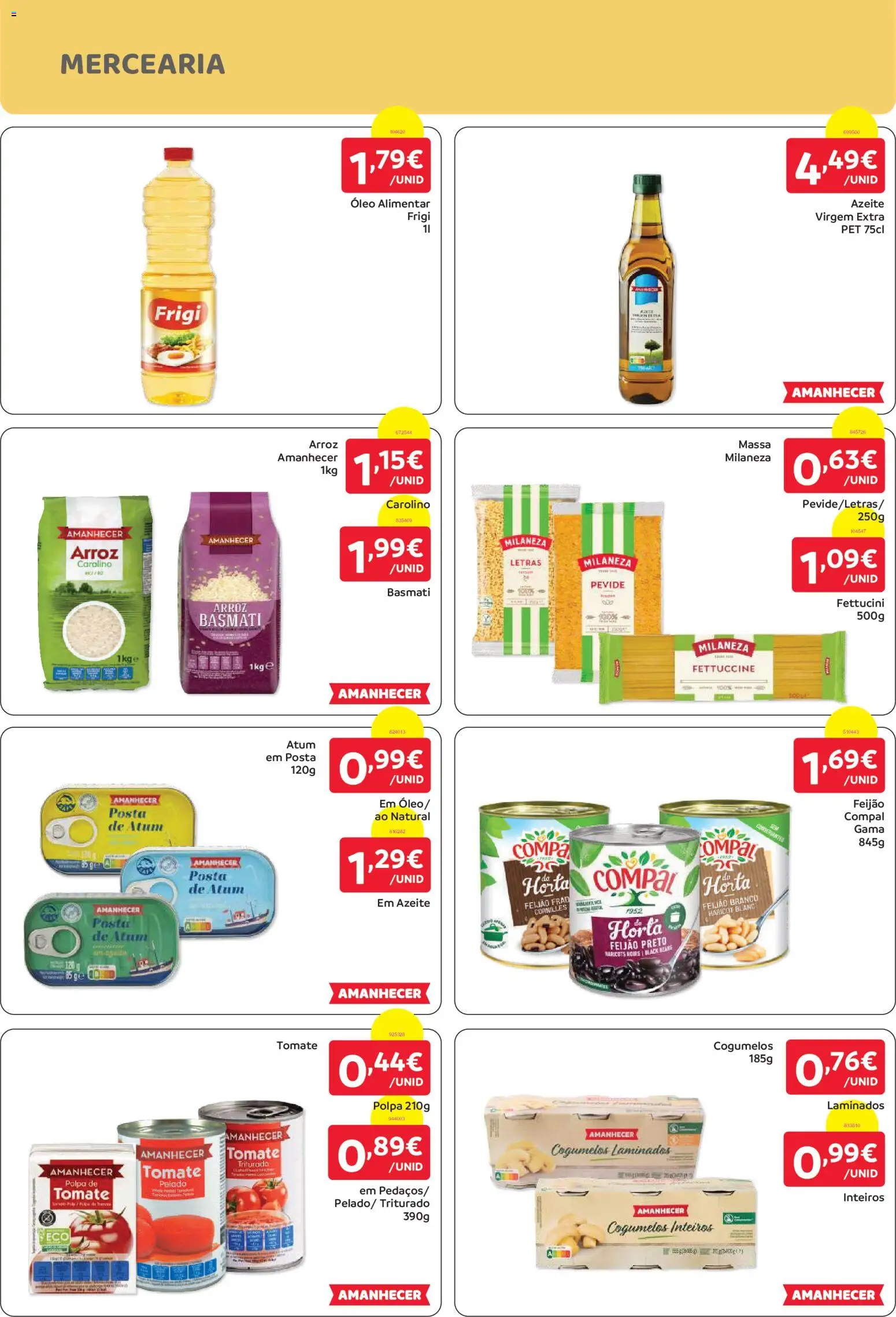 Amanhecer folheto Madeira │ válido de 29/10/2026 | Página: 6 | Produtos: Azeite, Milaneza, Polpa de tomate, Arroz