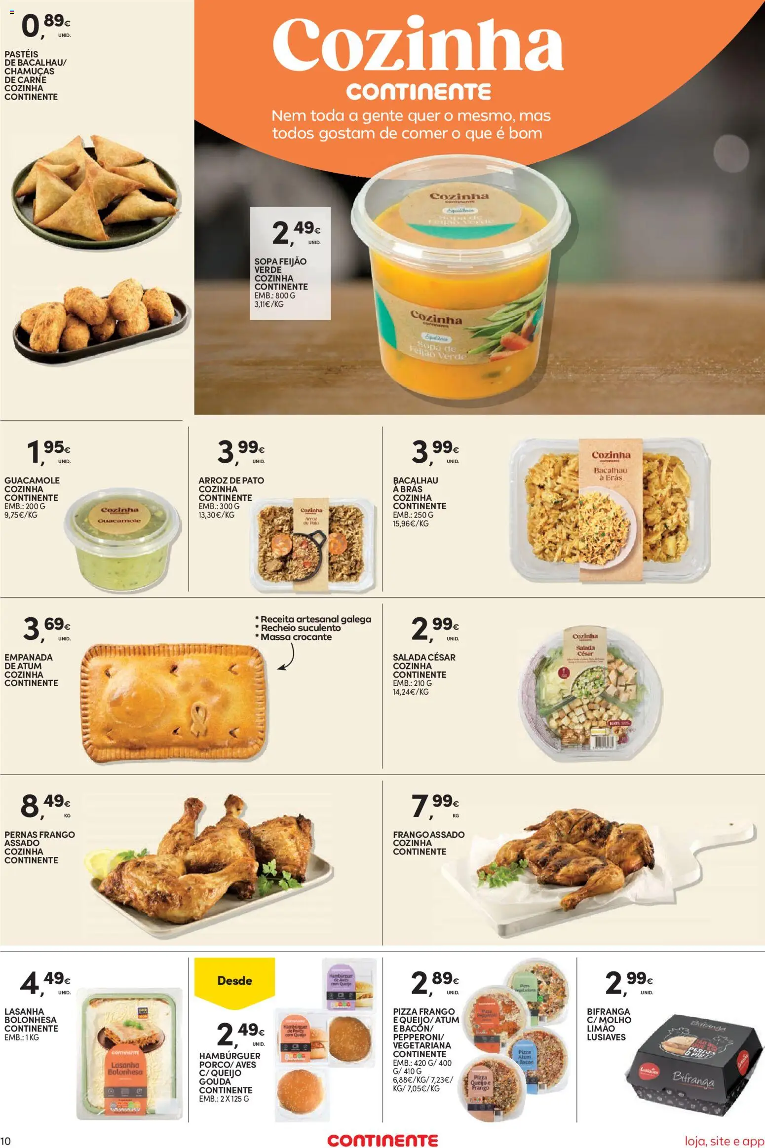 Continente folheto Bom Dia │ válido de 27/10/2026 | Página: 10 | Produtos: Bacalhau, Bacon, Hambúrguer, Salada